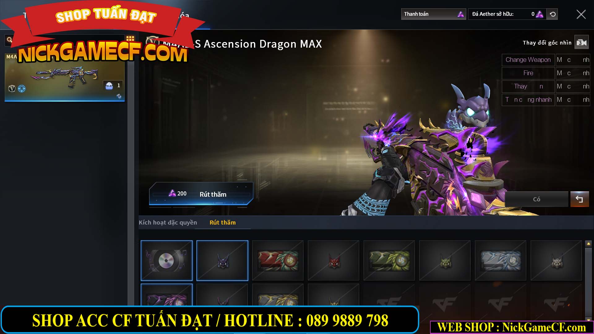 MÃ CF14705 - GIÁ : 8888K - CHIẾN ZOM XỊN - C4 XINH - 34 VIP - VIP6 WEB