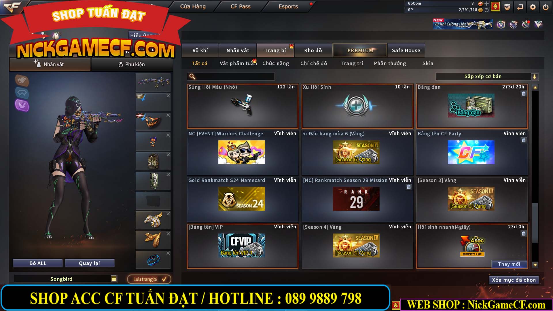 MÃ CF14705 - GIÁ : 8888K - CHIẾN ZOM XỊN - C4 XINH - 34 VIP - VIP6 WEB