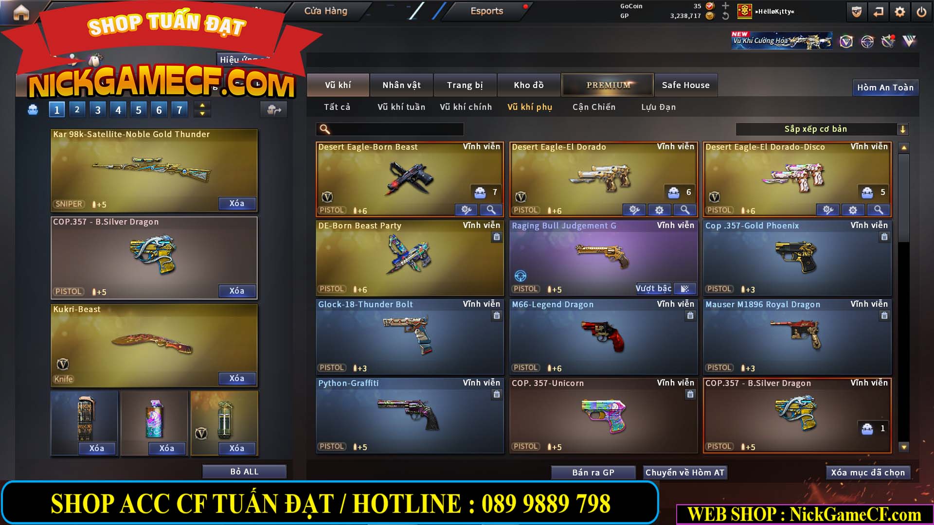 MÃ CF14864 - GIÁ : 2790K - CHIẾN C4 ĐẸP - 18 VIP - VIP5