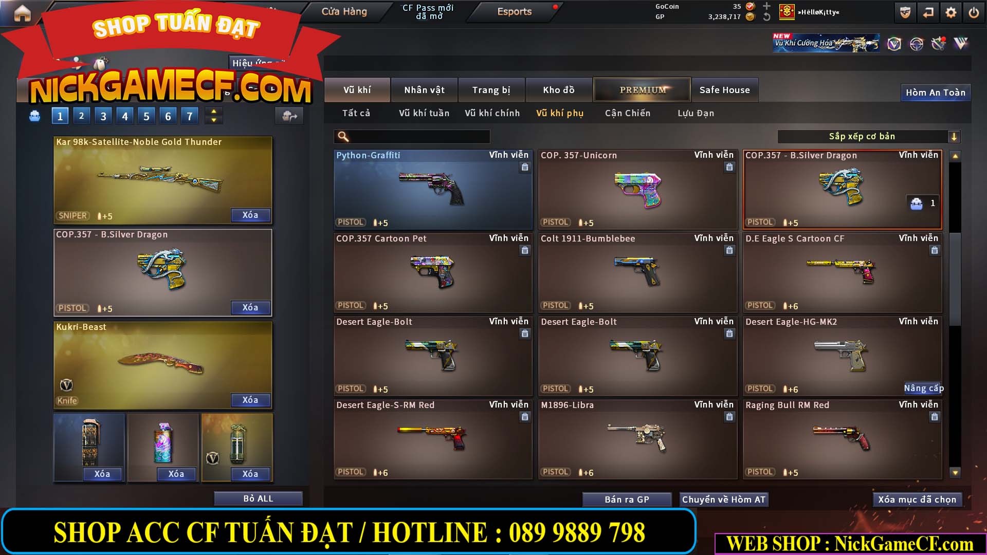 MÃ CF14864 - GIÁ : 2790K - CHIẾN C4 ĐẸP - 18 VIP - VIP5