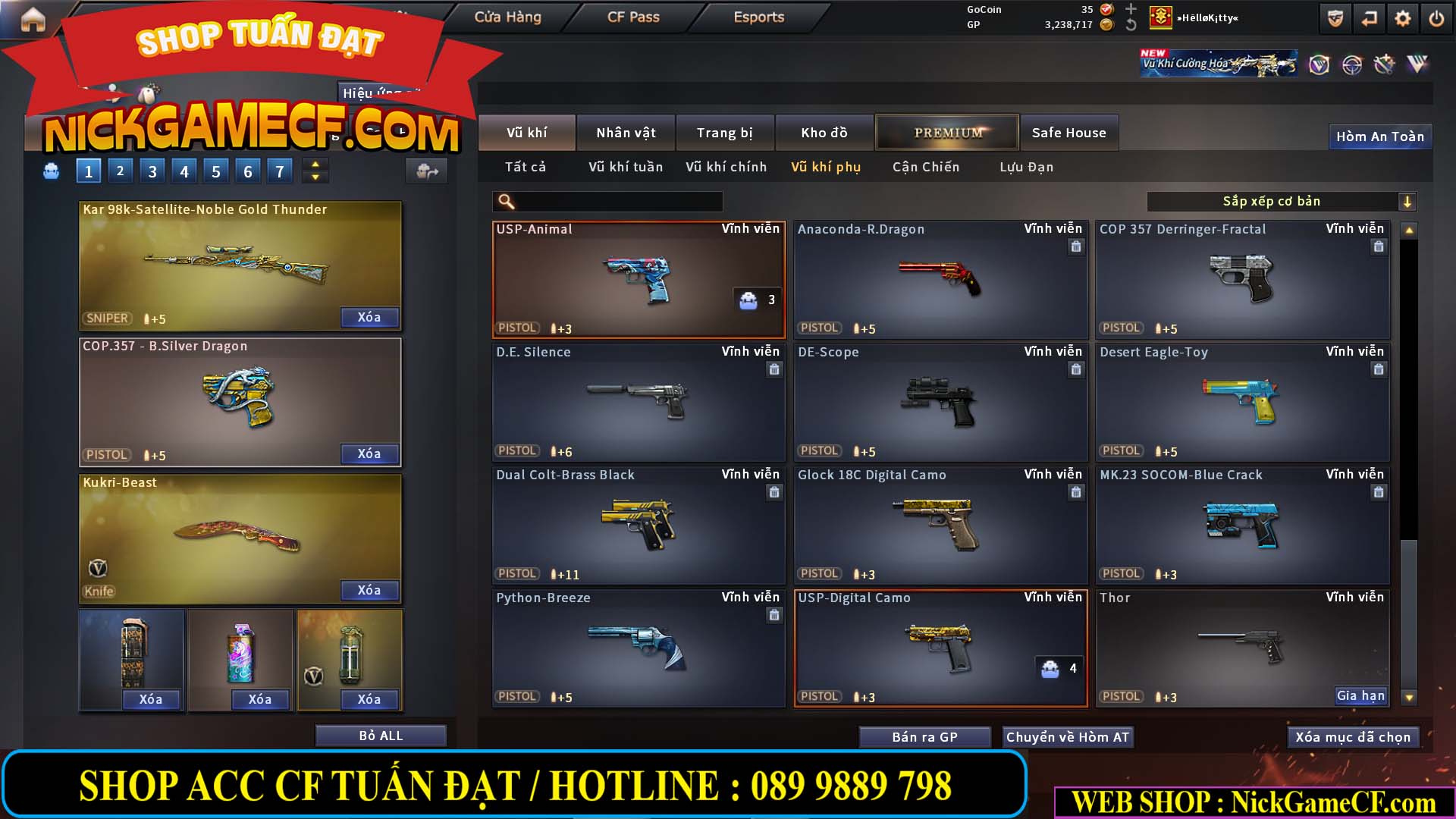 MÃ CF14864 - GIÁ : 2790K - CHIẾN C4 ĐẸP - 18 VIP - VIP5