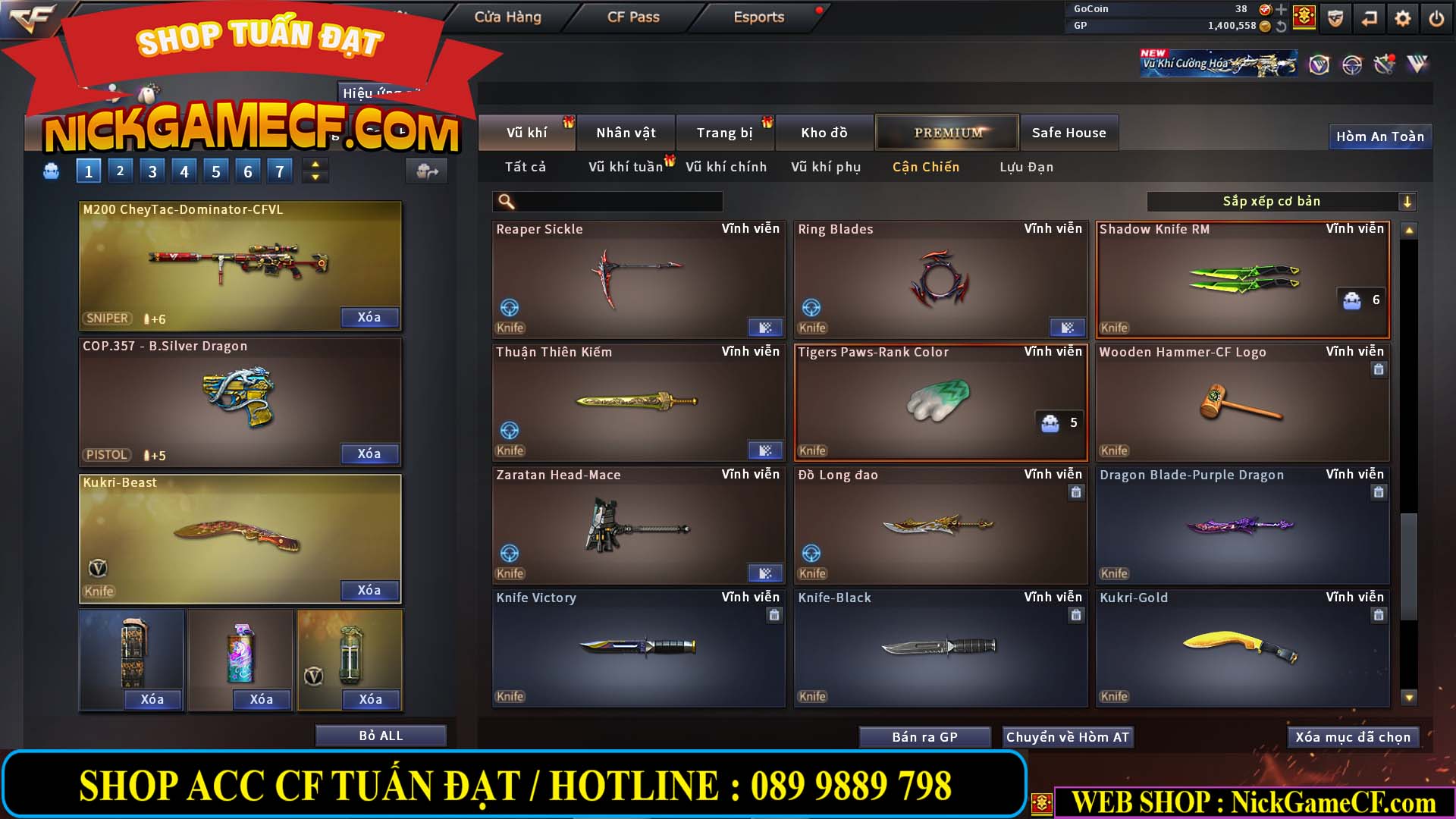 MÃ CF14864 - GIÁ : 2790K - CHIẾN C4 ĐẸP - 18 VIP - VIP5