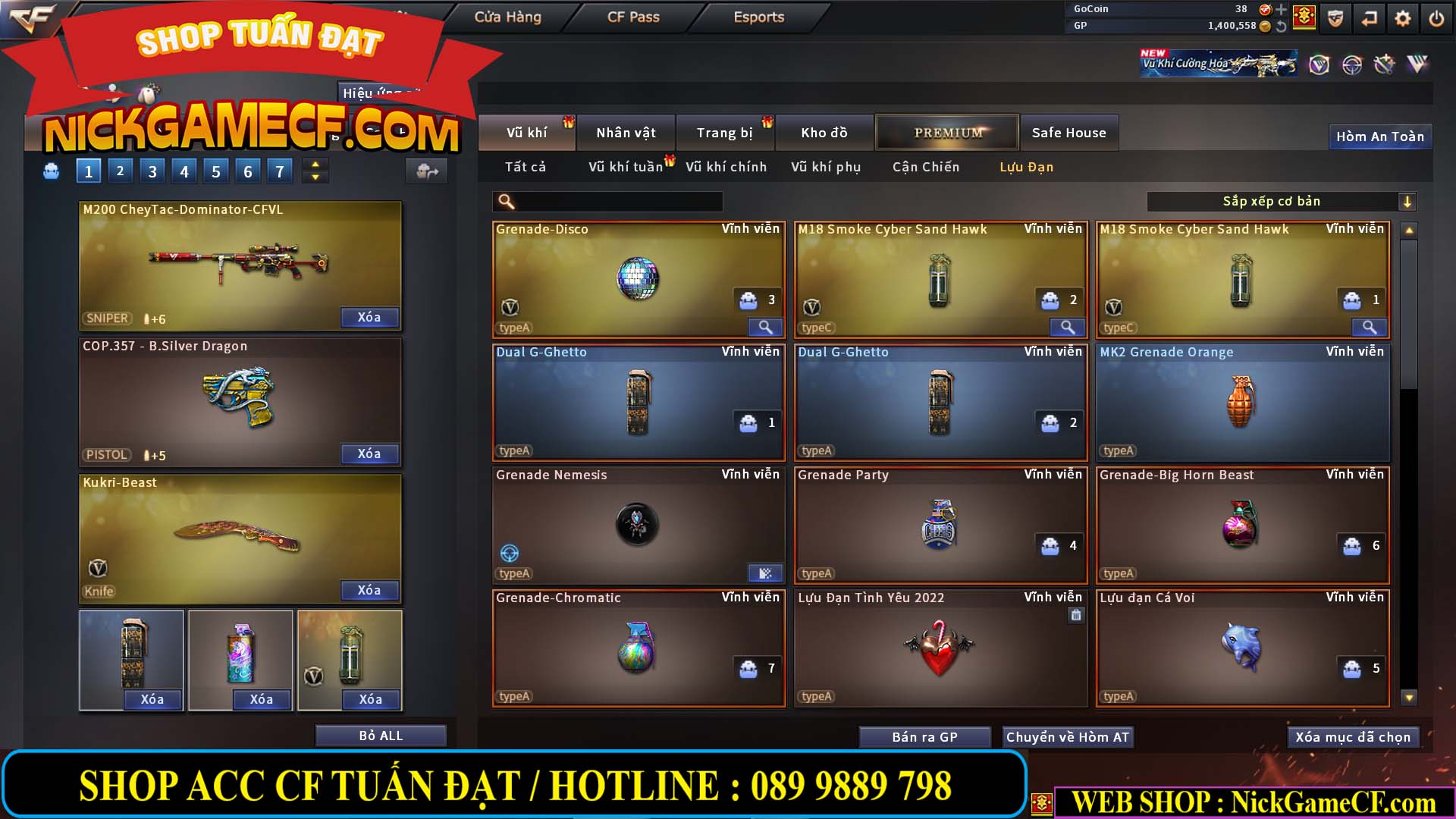 MÃ CF14864 - GIÁ : 2790K - CHIẾN C4 ĐẸP - 18 VIP - VIP5