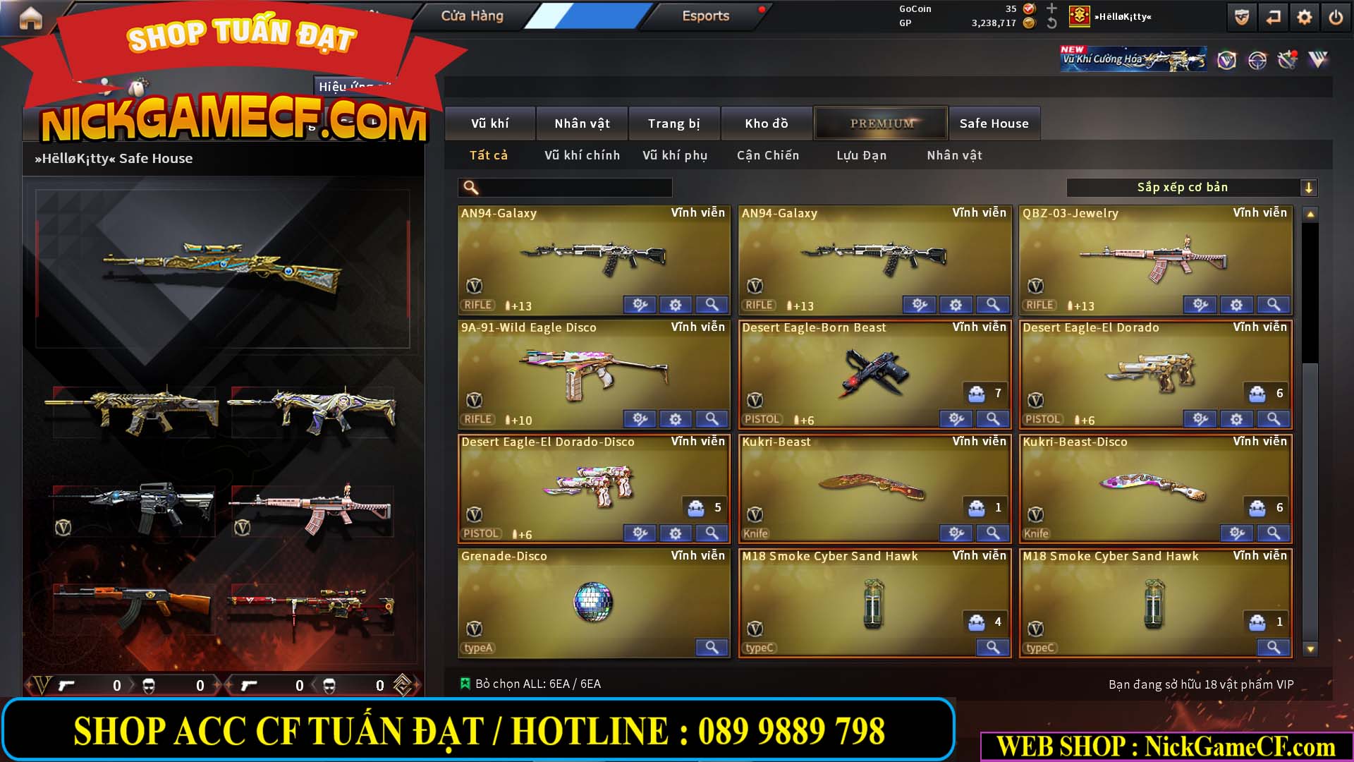 MÃ CF14864 - GIÁ : 2790K - CHIẾN C4 ĐẸP - 18 VIP - VIP5