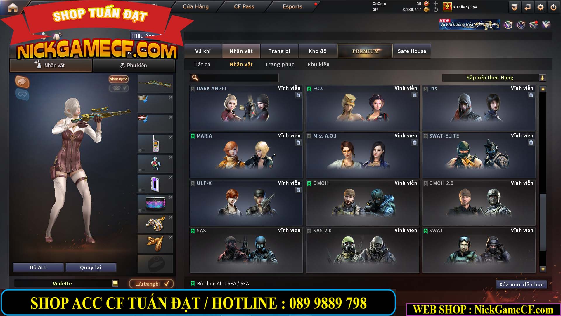 MÃ CF14864 - GIÁ : 2790K - CHIẾN C4 ĐẸP - 18 VIP - VIP5