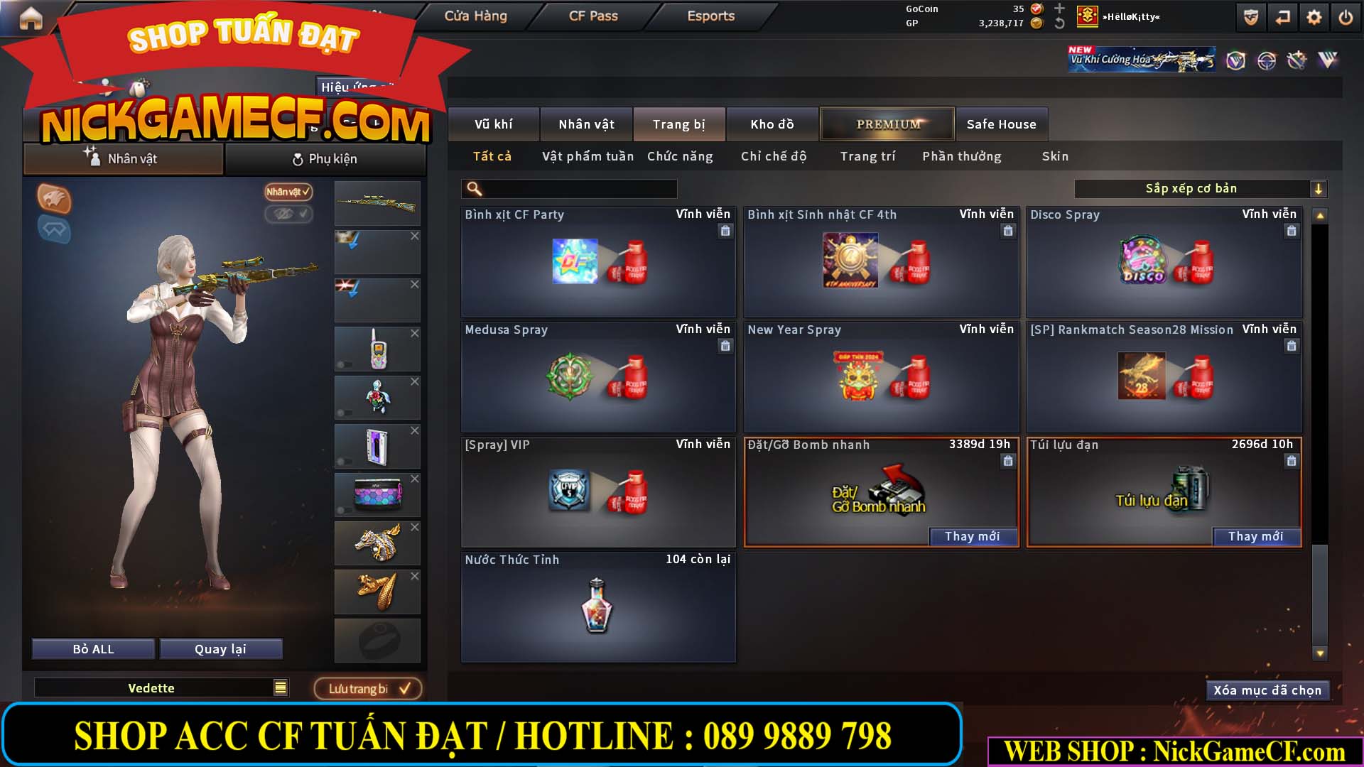 MÃ CF14864 - GIÁ : 2790K - CHIẾN C4 ĐẸP - 18 VIP - VIP5