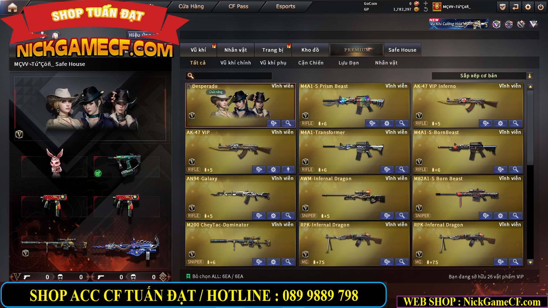 MÃ CF14916 - GIÁ : 5M2 - CHIẾN ZOM XINH, C4 NHẸ - 26 VIP - VIP4