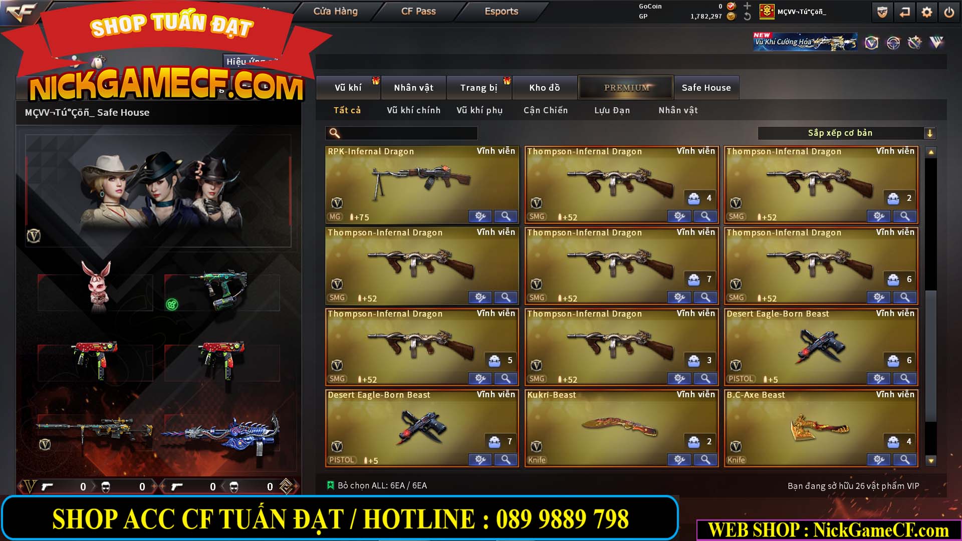 MÃ CF14916 - GIÁ : 5M2 - CHIẾN ZOM XINH, C4 NHẸ - 26 VIP - VIP4