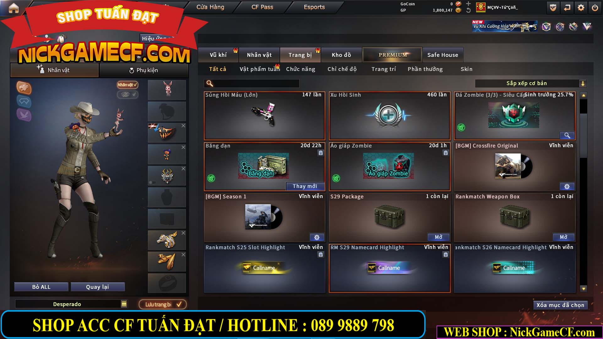 MÃ CF14916 - GIÁ : 5M2 - CHIẾN ZOM XINH, C4 NHẸ - 26 VIP - VIP4