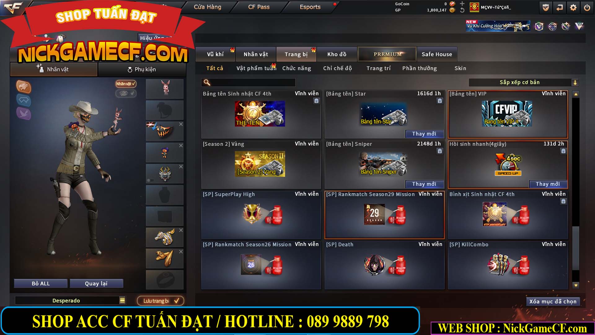 MÃ CF14916 - GIÁ : 5M2 - CHIẾN ZOM XINH, C4 NHẸ - 26 VIP - VIP4