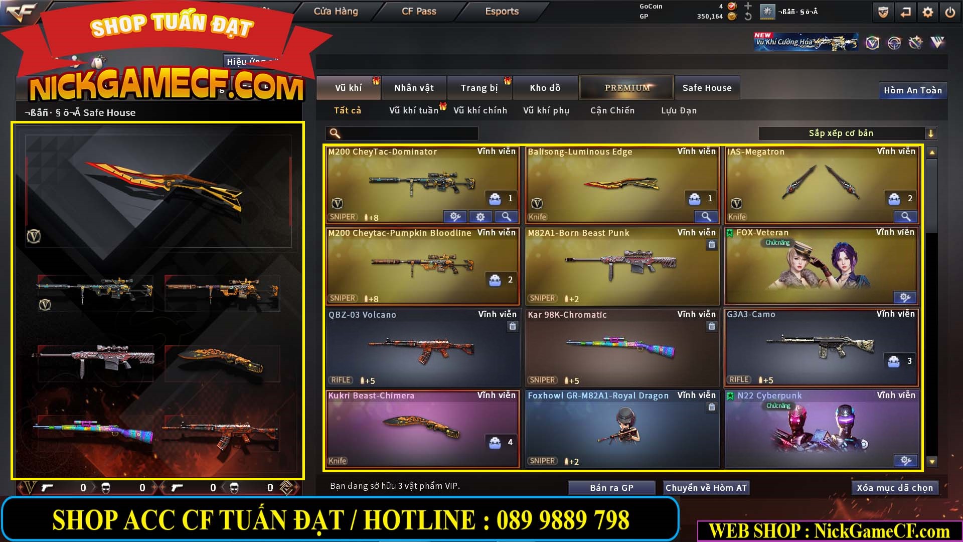 MÃ CF14921 - GIÁ : 1350K - CHIẾN C4 SIÊU XINH - M200 + BALISONG