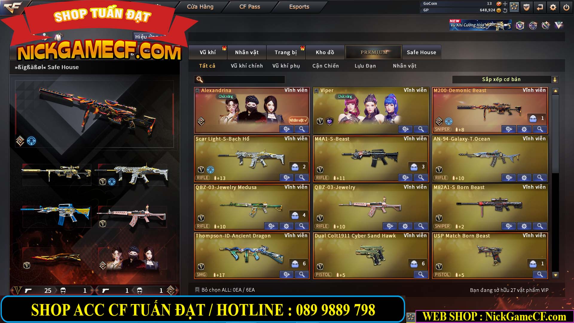 MÃ CF14933 - GIÁ : 5M2 - CHIẾN C4 XỊN XÒ - 27 VIP - VIP6