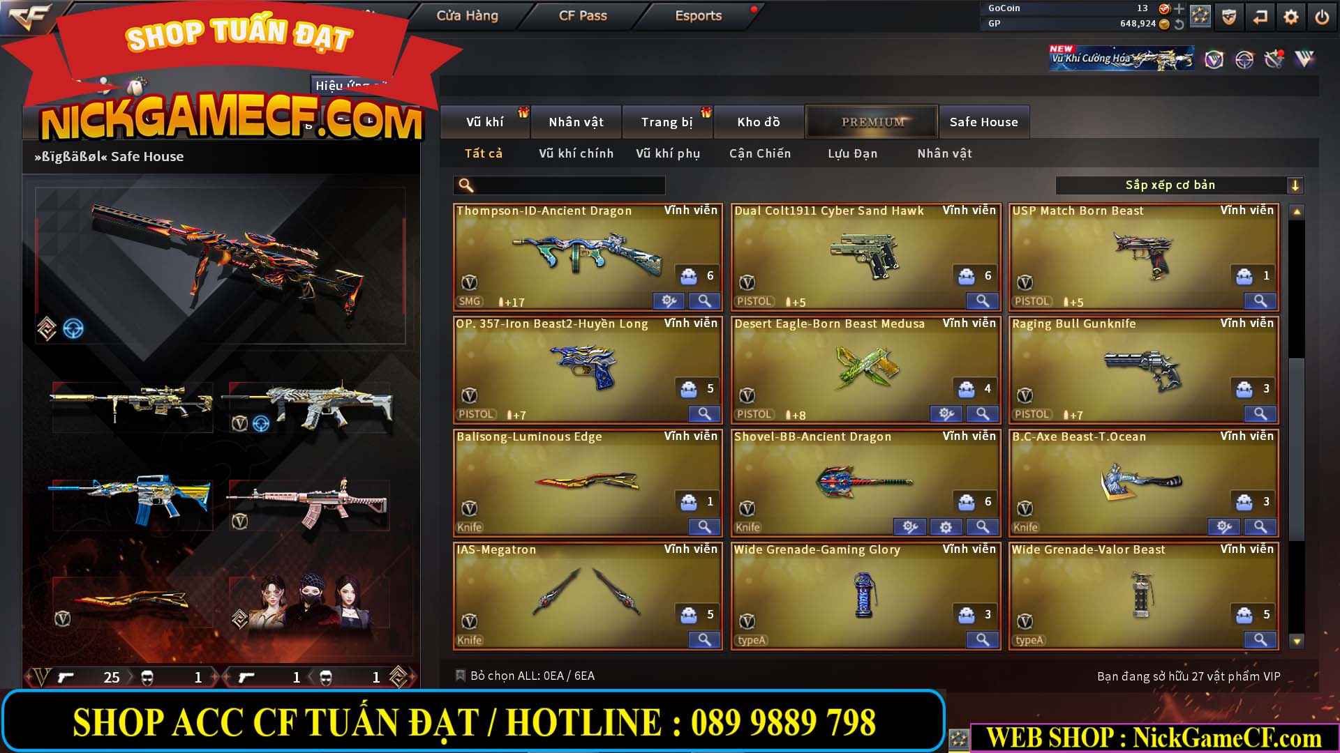 MÃ CF14933 - GIÁ : 5M2 - CHIẾN C4 XỊN XÒ - 27 VIP - VIP6