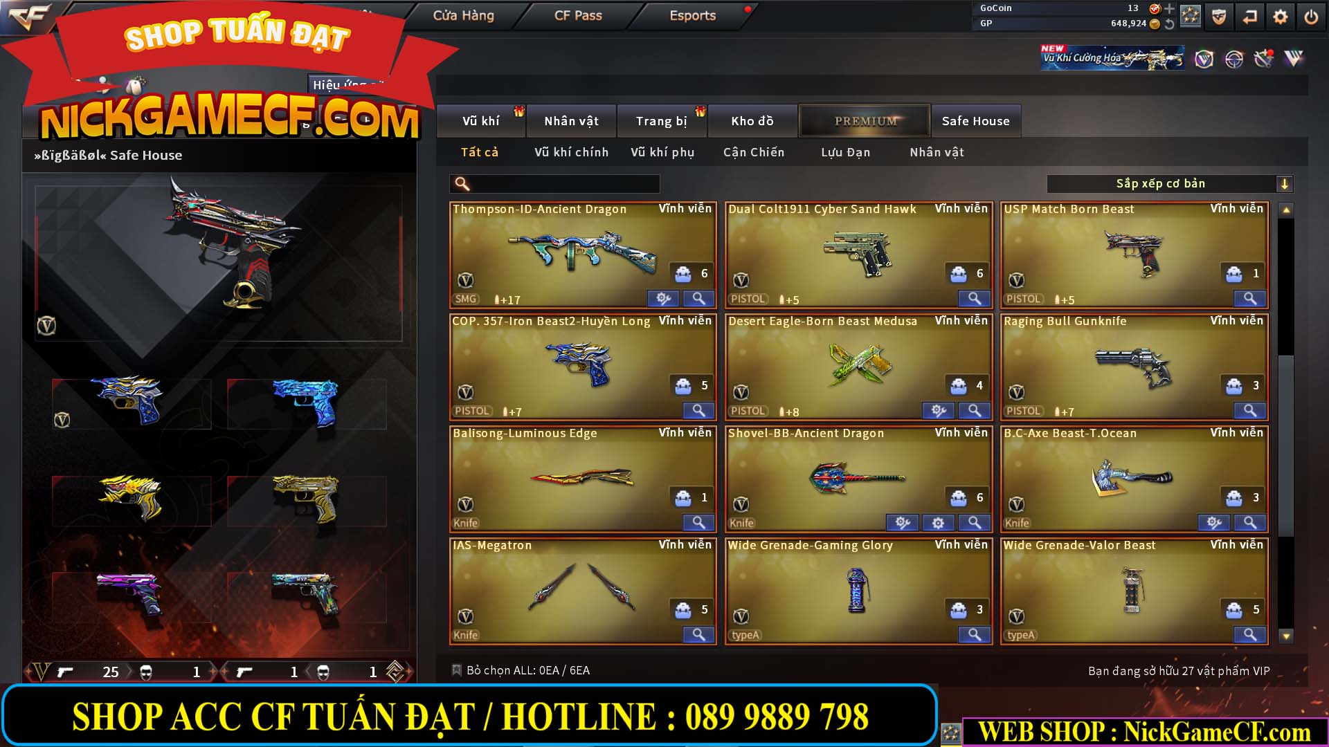 MÃ CF14933 - GIÁ : 5M2 - CHIẾN C4 XỊN XÒ - 27 VIP - VIP6