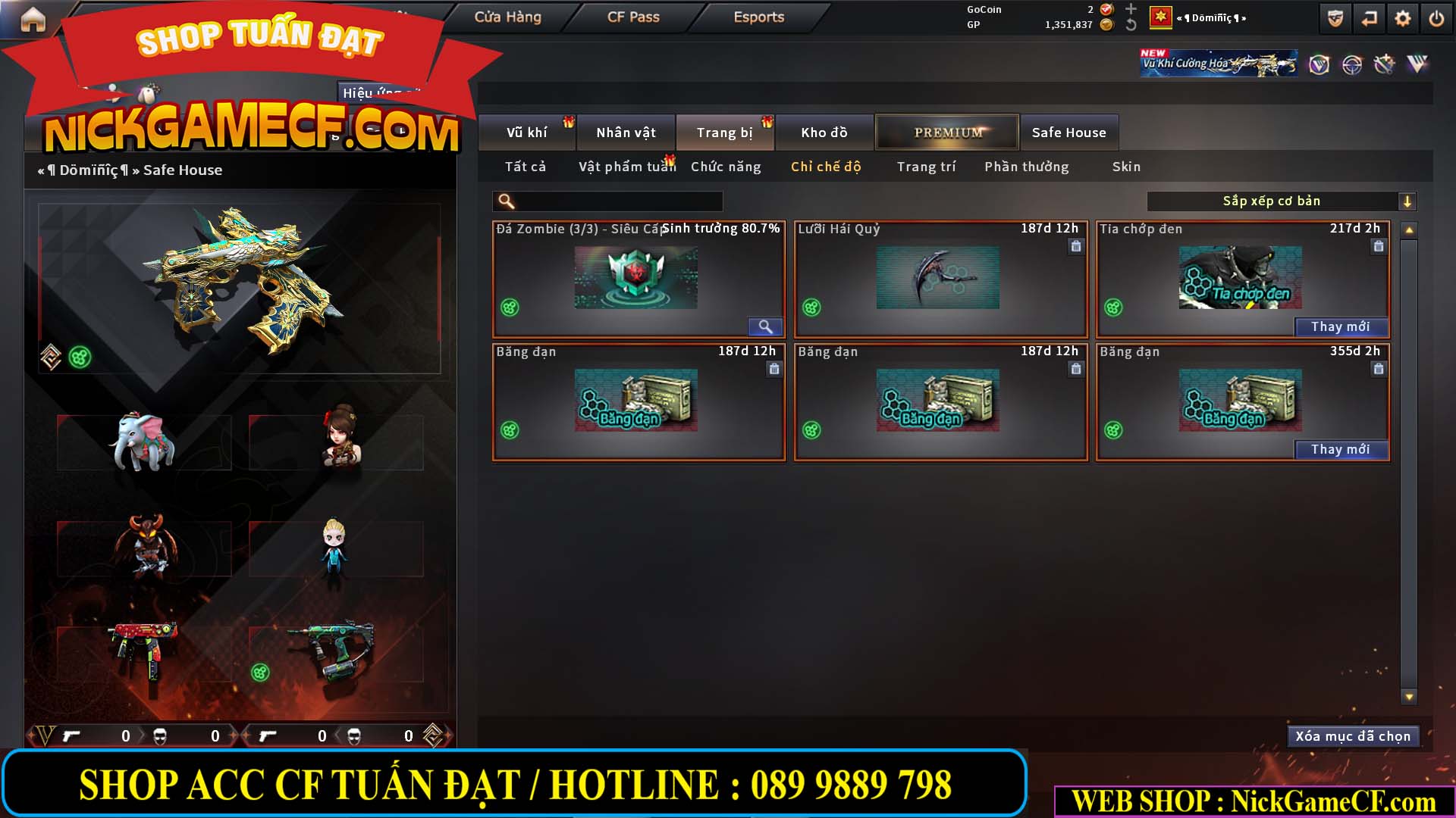 MÃ CF14942 - GIÁ : 8888K - CHIẾN FULL ZOM XỊN XÒ - VIP6