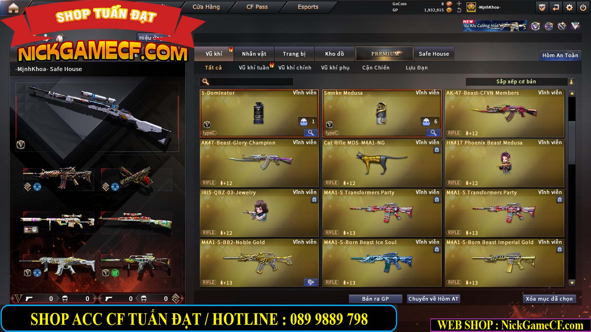 MÃ CF14958 - GIÁ : 8999K - CHIẾN C4 - AI - ZOM THỦ - 61 VIP - VIP7