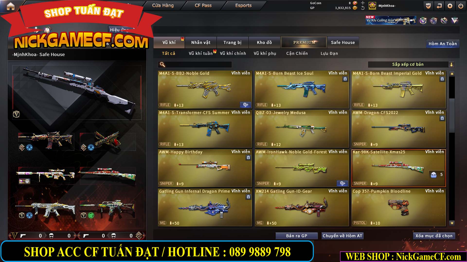 MÃ CF14958 - GIÁ : 8999K - CHIẾN C4 - AI - ZOM THỦ - 61 VIP - VIP7