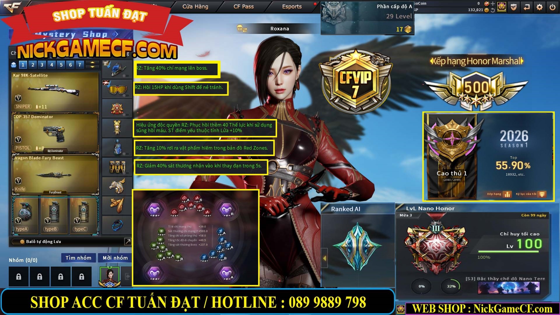 MÃ CF14958 - GIÁ : 8999K - CHIẾN C4 - AI - ZOM THỦ - 61 VIP - VIP7