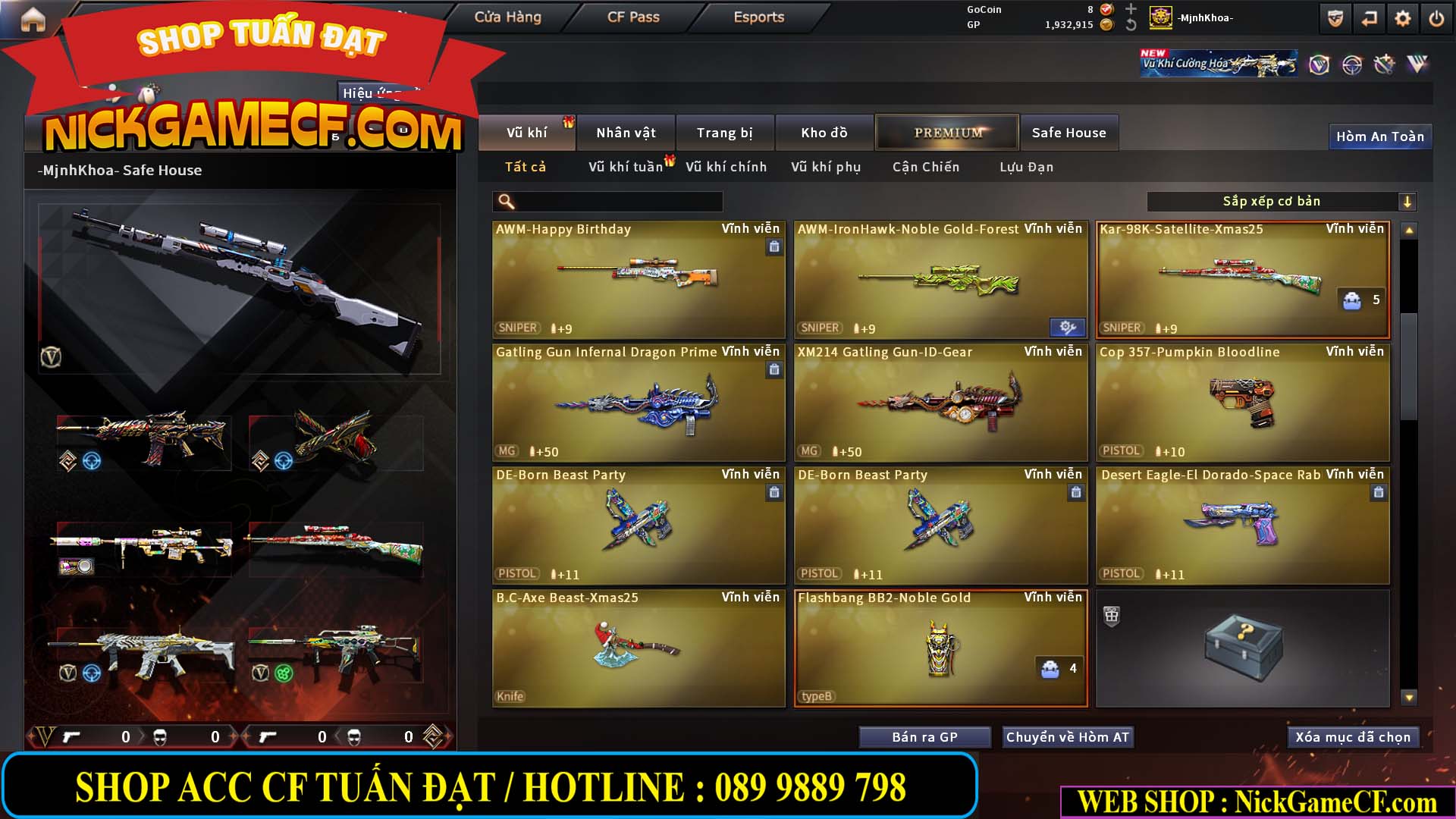 MÃ CF14958 - GIÁ : 8999K - CHIẾN C4 - AI - ZOM THỦ - 61 VIP - VIP7