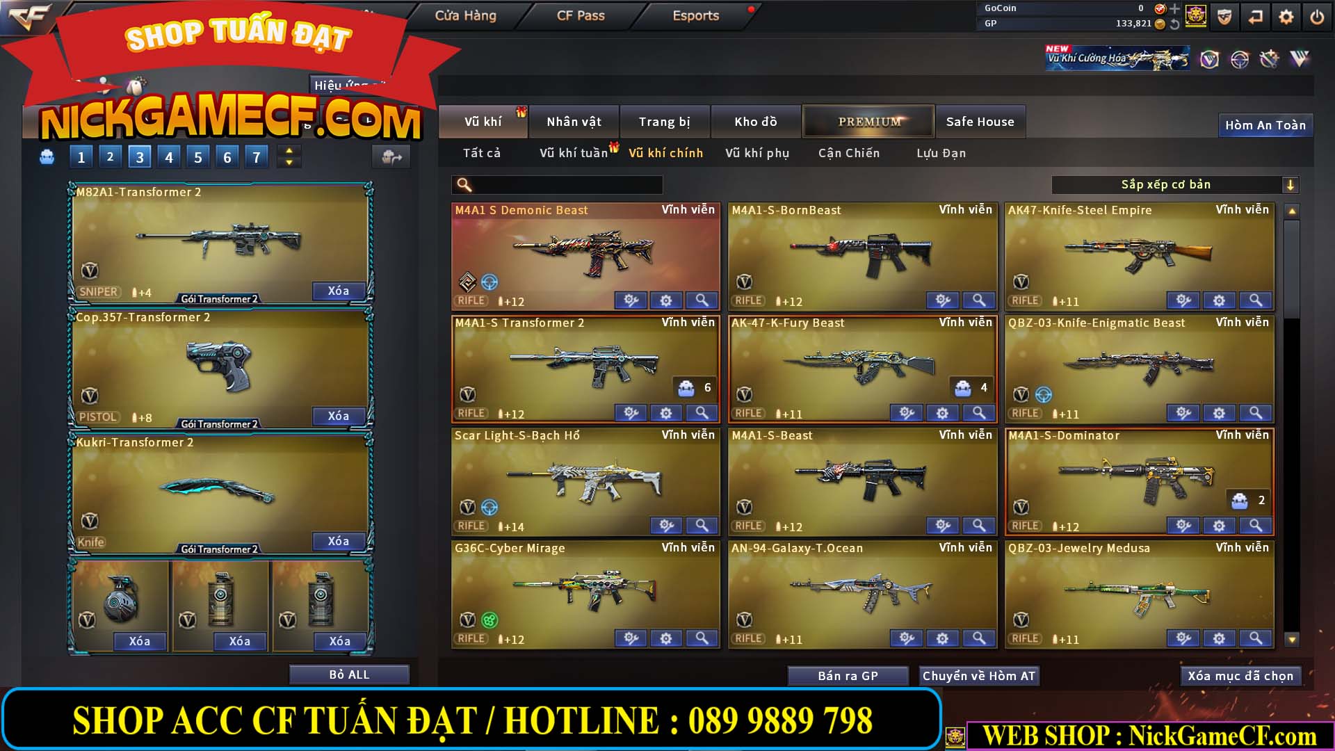 MÃ CF14958 - GIÁ : 8999K - CHIẾN C4 - AI - ZOM THỦ - 61 VIP - VIP7