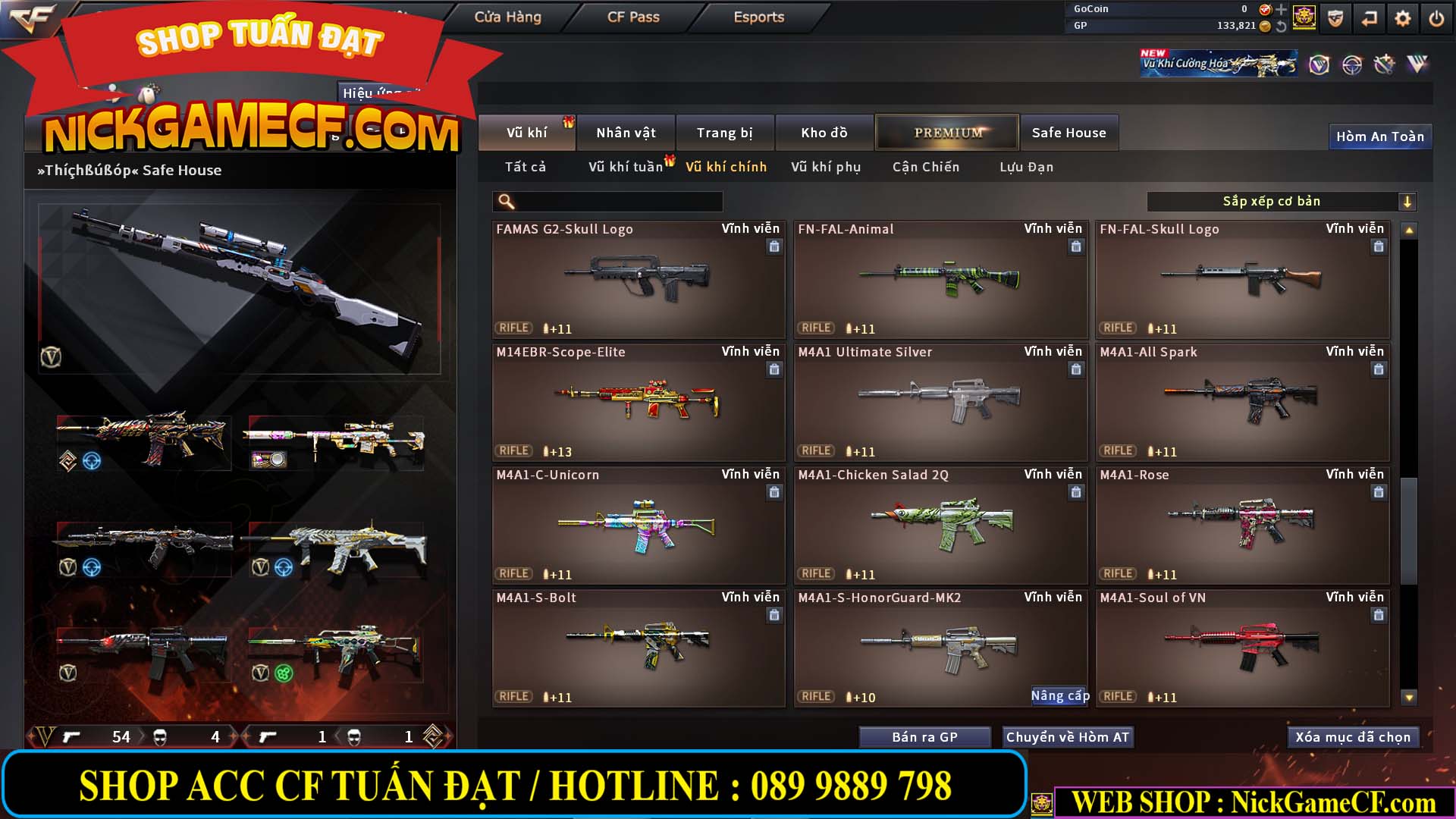 MÃ CF14958 - GIÁ : 8999K - CHIẾN C4 - AI - ZOM THỦ - 61 VIP - VIP7