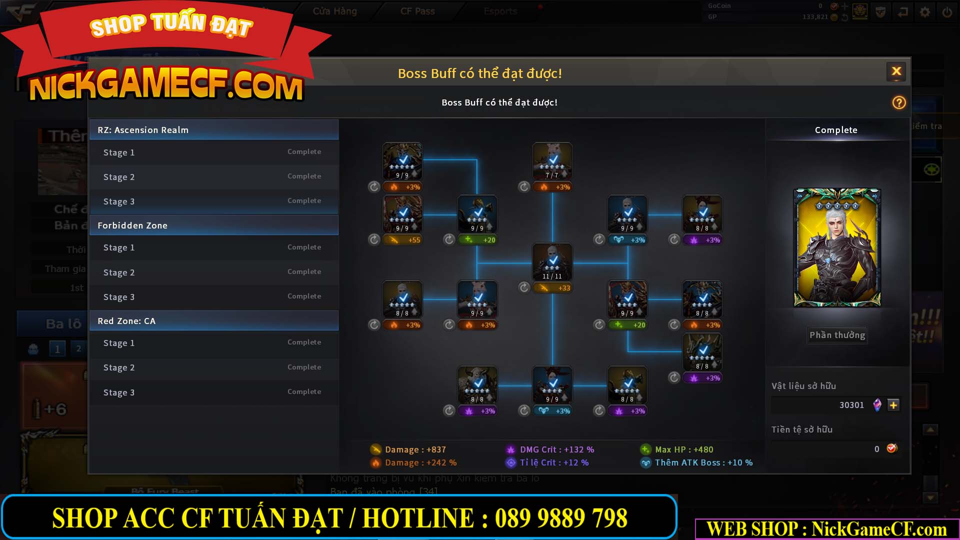 MÃ CF14958 - GIÁ : 8999K - CHIẾN C4 - AI - ZOM THỦ - 61 VIP - VIP7