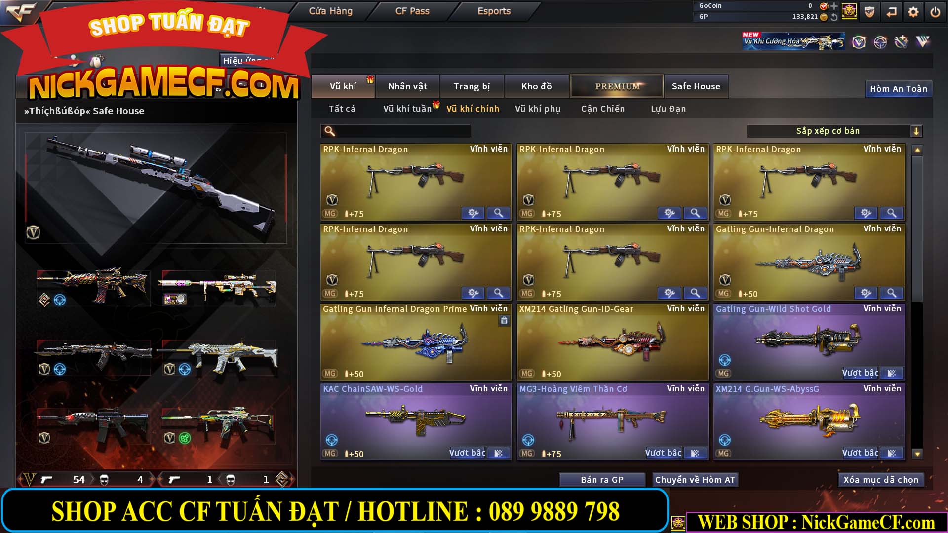 MÃ CF14958 - GIÁ : 8999K - CHIẾN C4 - AI - ZOM THỦ - 61 VIP - VIP7