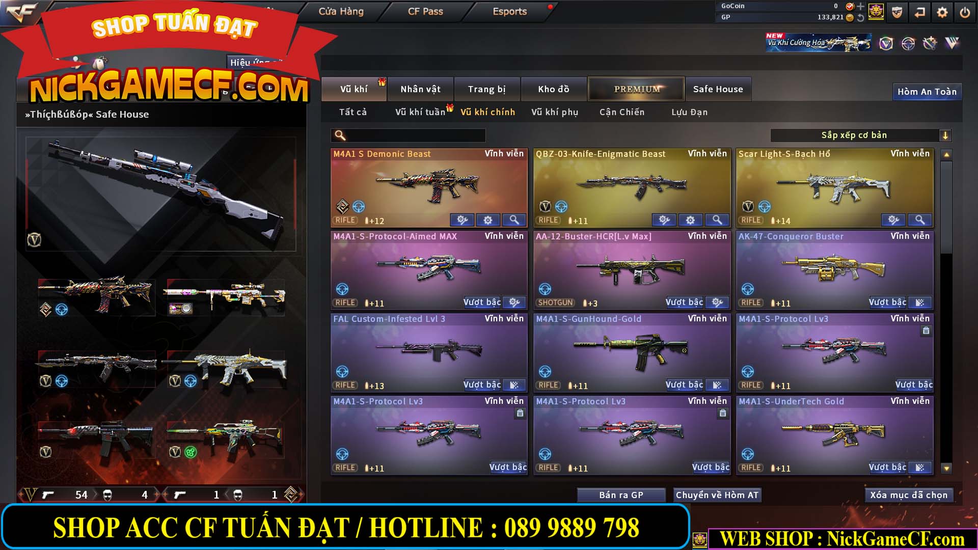 MÃ CF14958 - GIÁ : 8999K - CHIẾN C4 - AI - ZOM THỦ - 61 VIP - VIP7