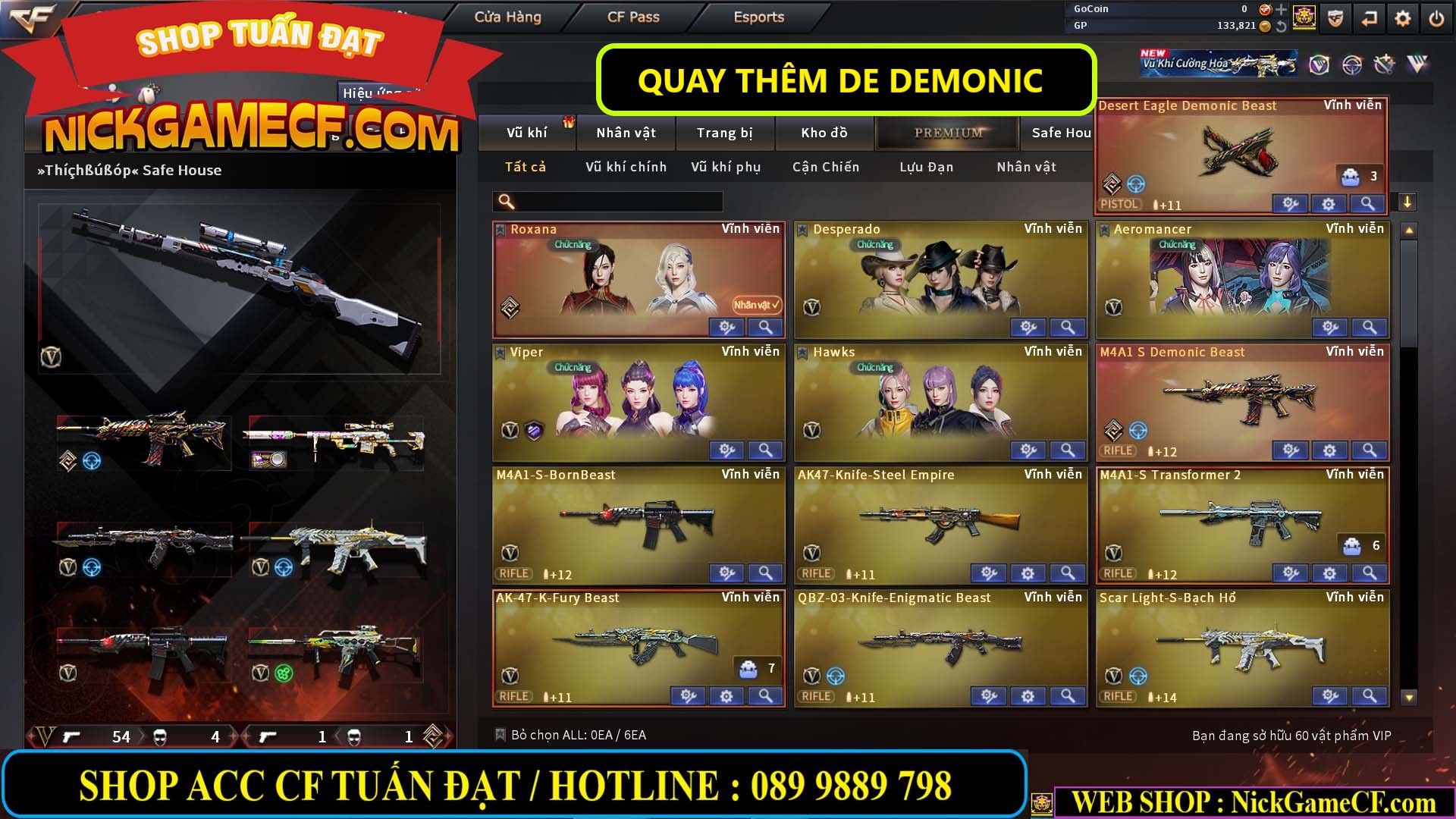 MÃ CF14958 - GIÁ : 8999K - CHIẾN C4 - AI - ZOM THỦ - 61 VIP - VIP7