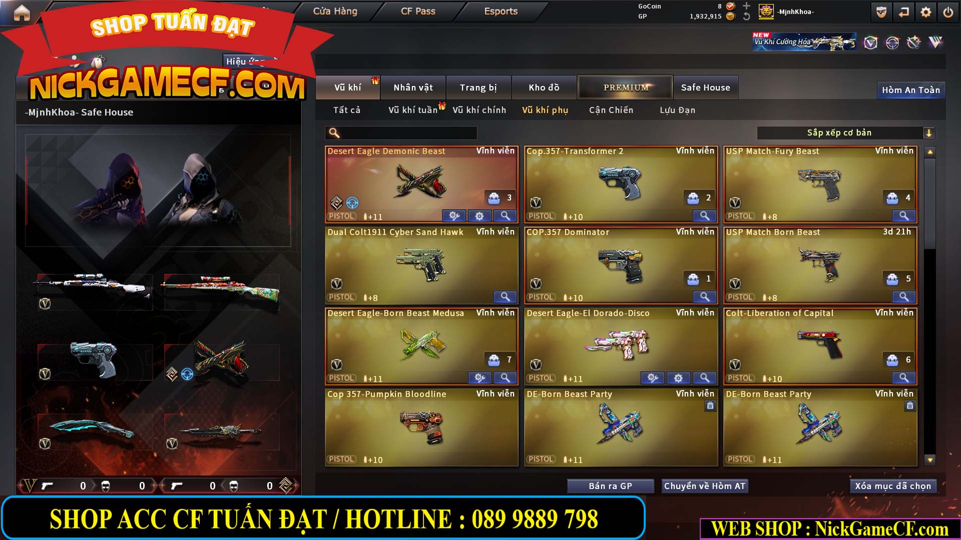 MÃ CF14958 - GIÁ : 8999K - CHIẾN C4 - AI - ZOM THỦ - 61 VIP - VIP7