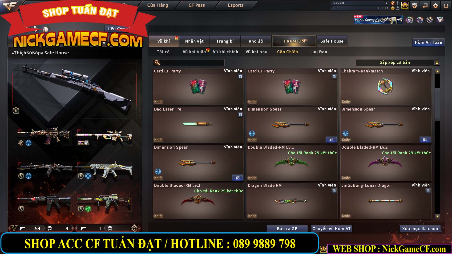 MÃ CF14958 - GIÁ : 8999K - CHIẾN C4 - AI - ZOM THỦ - 61 VIP - VIP7