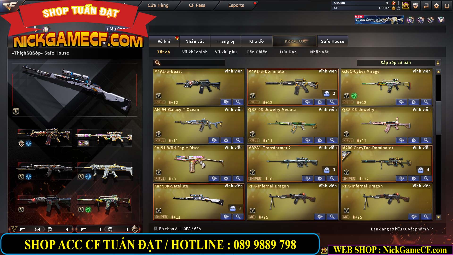 MÃ CF14958 - GIÁ : 8999K - CHIẾN C4 - AI - ZOM THỦ - 61 VIP - VIP7