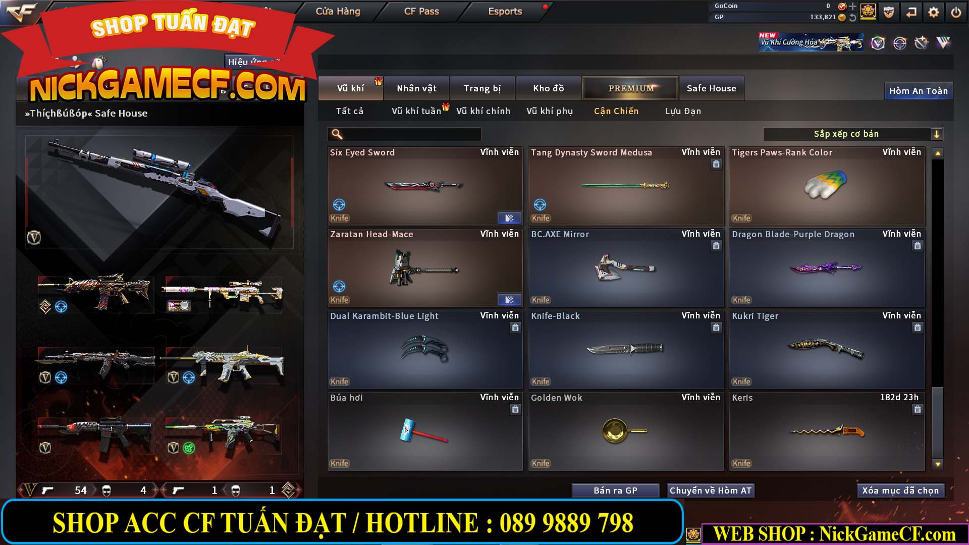 MÃ CF14958 - GIÁ : 8999K - CHIẾN C4 - AI - ZOM THỦ - 61 VIP - VIP7