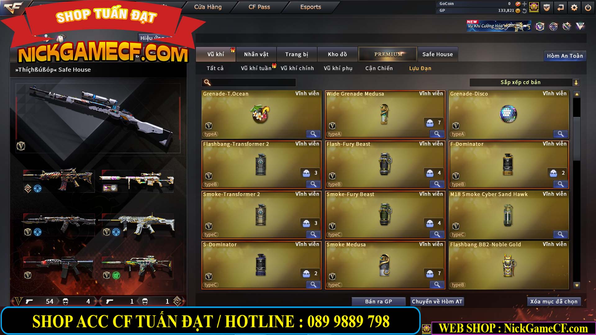 MÃ CF14958 - GIÁ : 8999K - CHIẾN C4 - AI - ZOM THỦ - 61 VIP - VIP7