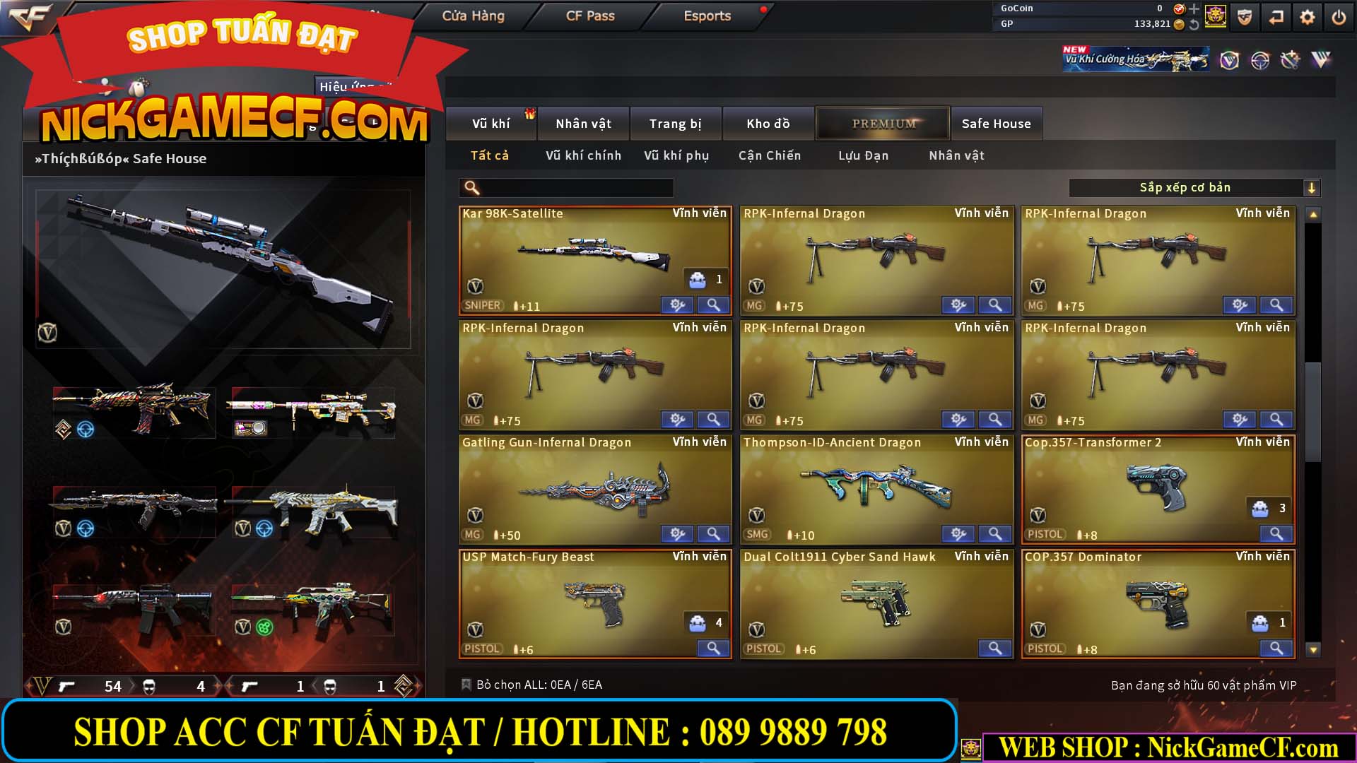 MÃ CF14958 - GIÁ : 8999K - CHIẾN C4 - AI - ZOM THỦ - 61 VIP - VIP7