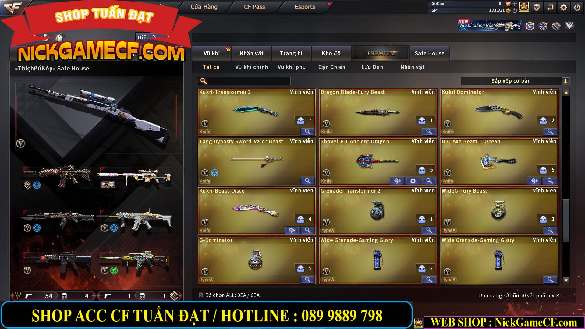 MÃ CF14958 - GIÁ : 8999K - CHIẾN C4 - AI - ZOM THỦ - 61 VIP - VIP7