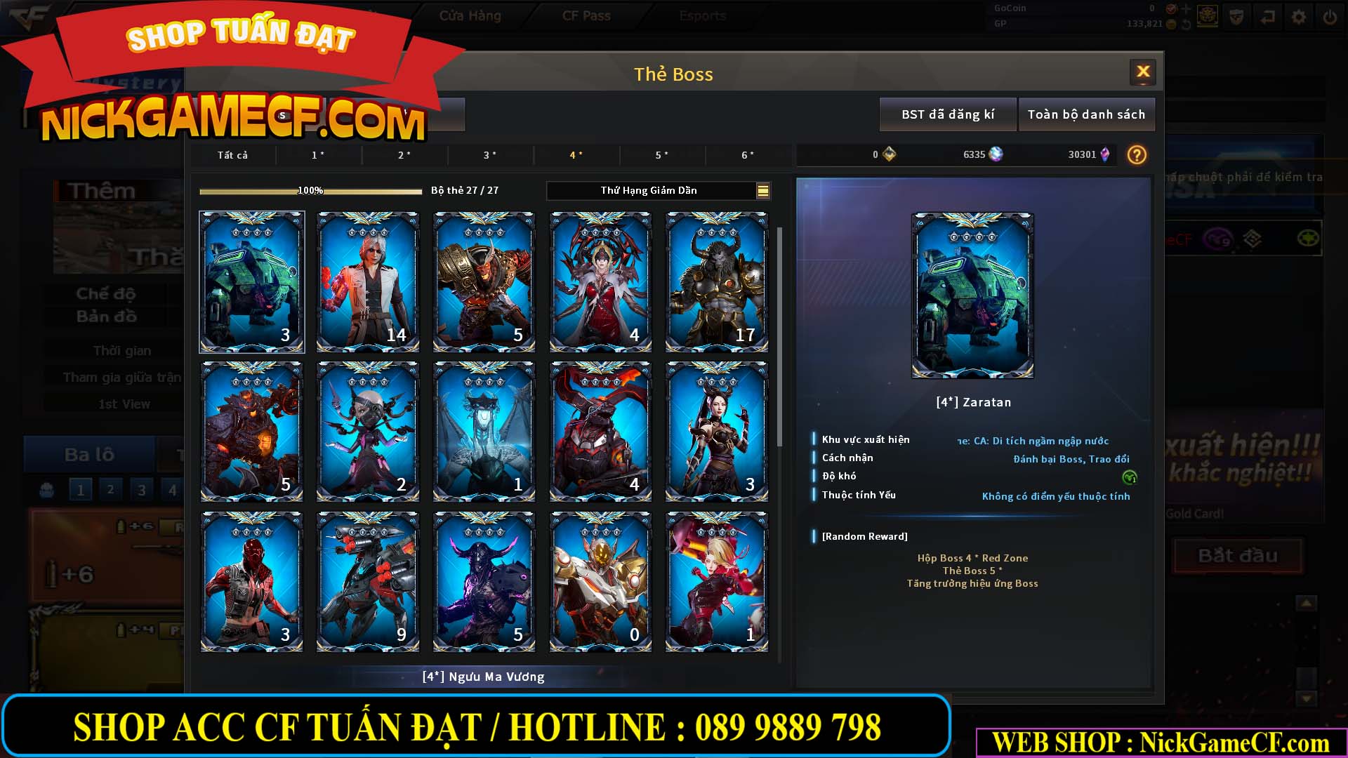 MÃ CF14958 - GIÁ : 8999K - CHIẾN C4 - AI - ZOM THỦ - 61 VIP - VIP7