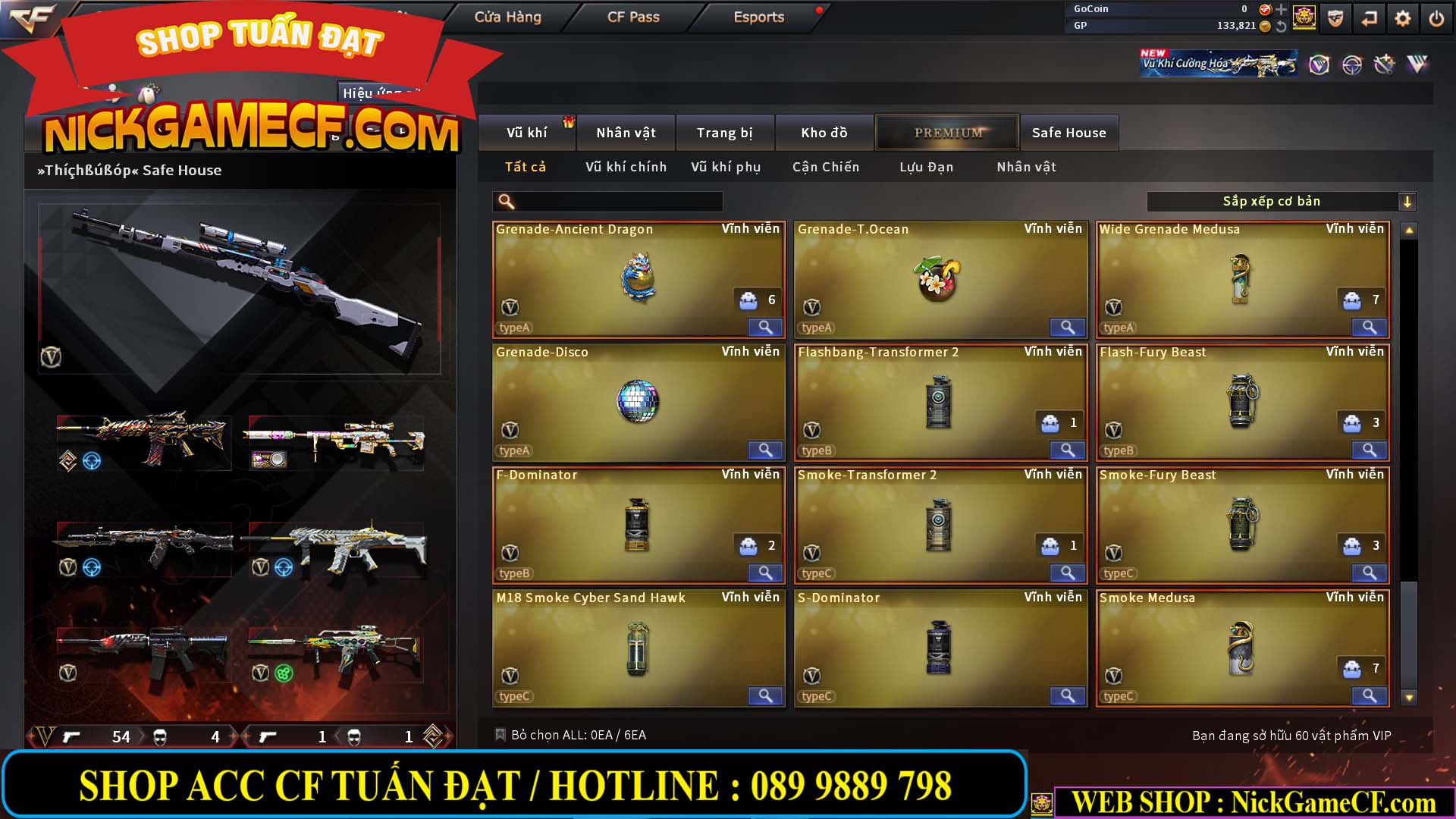 MÃ CF14958 - GIÁ : 8999K - CHIẾN C4 - AI - ZOM THỦ - 61 VIP - VIP7