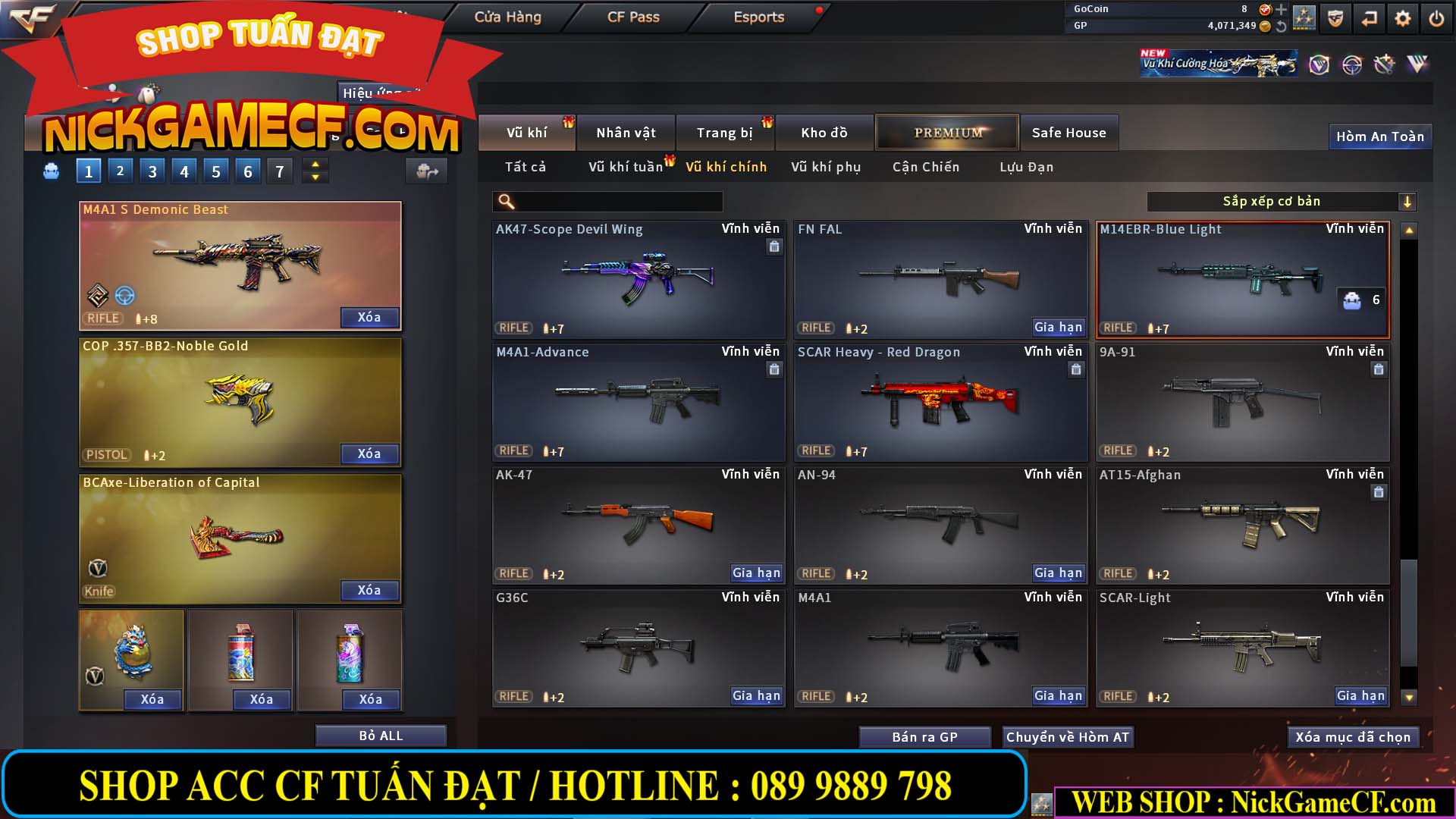 MÃ CF14959 - GIÁ : 3650K - CHIẾN C4 XỊN XÒ - 18 VIP - VIP5