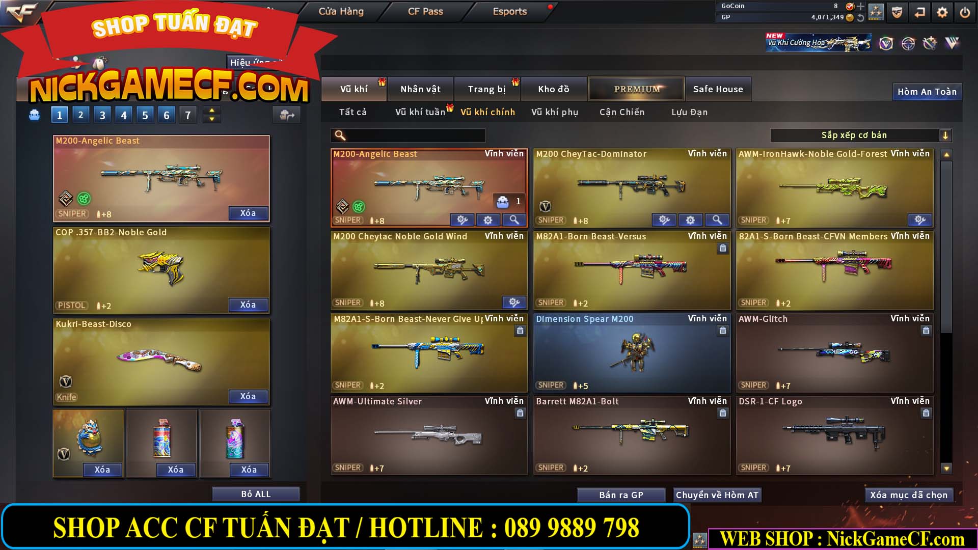 MÃ CF14959 - GIÁ : 3650K - CHIẾN C4 XỊN XÒ - 18 VIP - VIP5