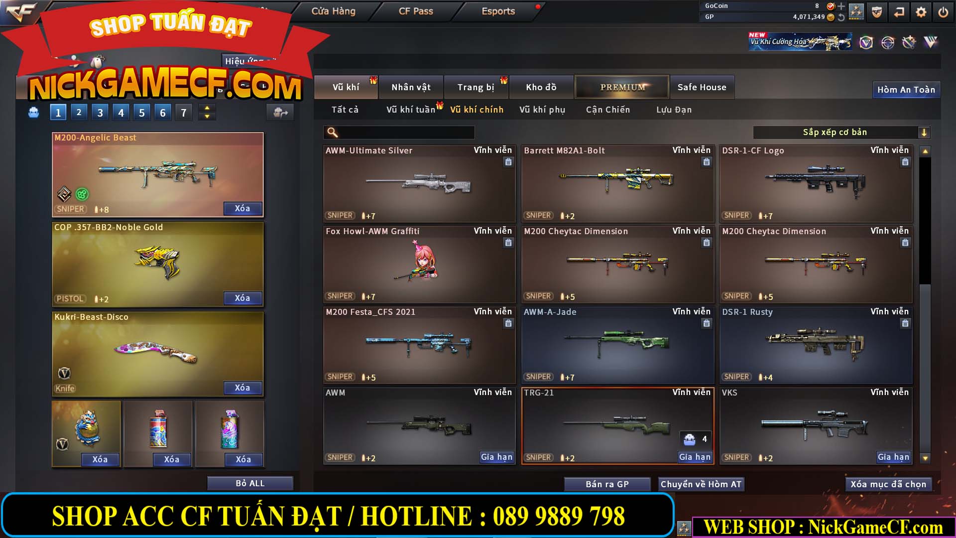 MÃ CF14959 - GIÁ : 3650K - CHIẾN C4 XỊN XÒ - 18 VIP - VIP5