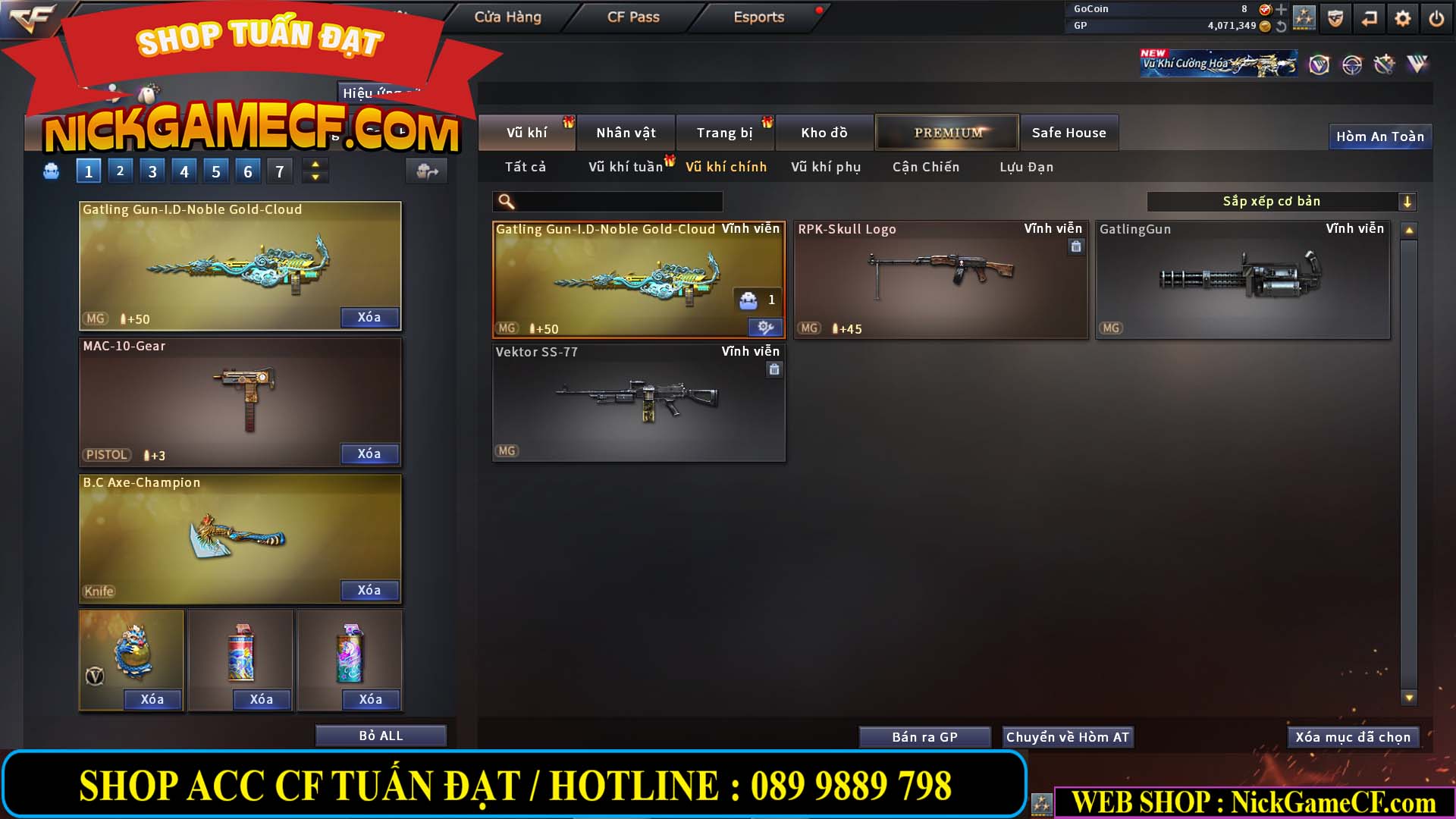 MÃ CF14959 - GIÁ : 3650K - CHIẾN C4 XỊN XÒ - 18 VIP - VIP5