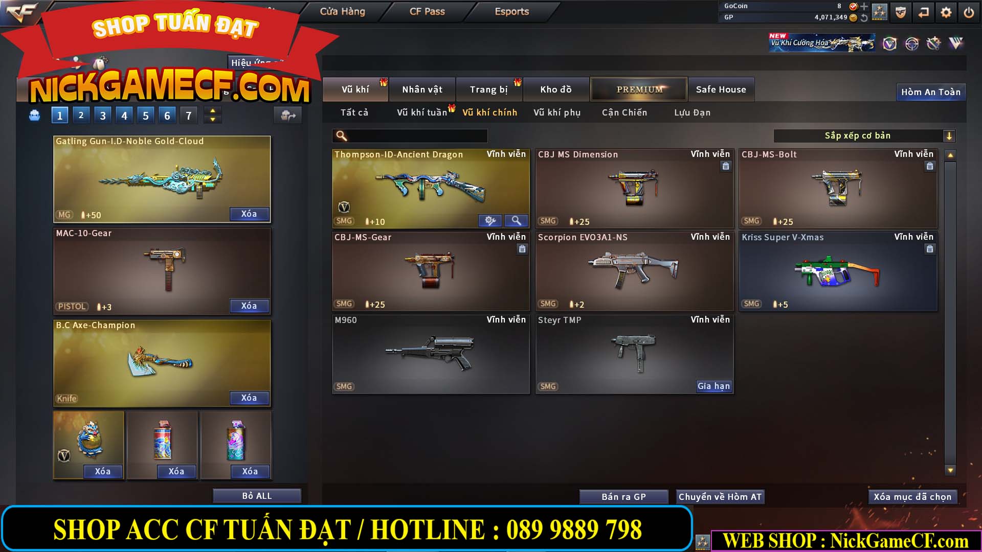 MÃ CF14959 - GIÁ : 3650K - CHIẾN C4 XỊN XÒ - 18 VIP - VIP5