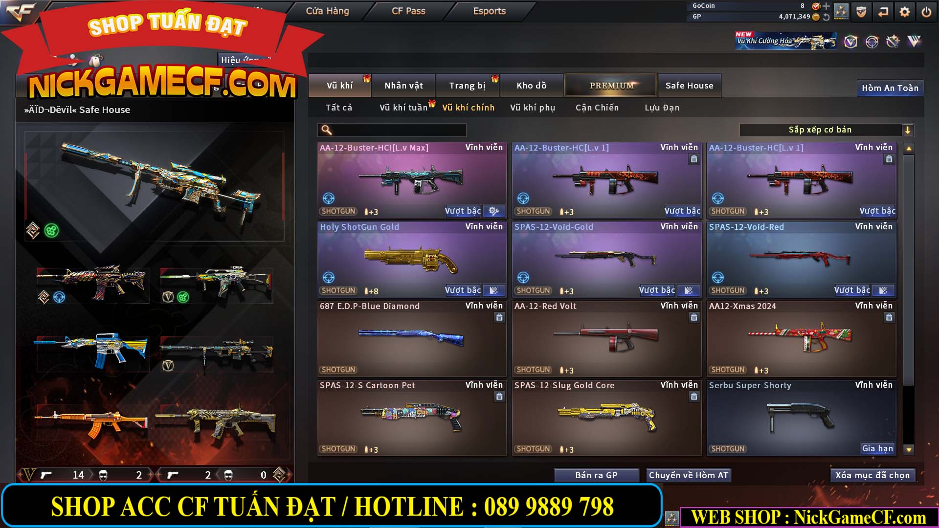 MÃ CF14959 - GIÁ : 3650K - CHIẾN C4 XỊN XÒ - 18 VIP - VIP5