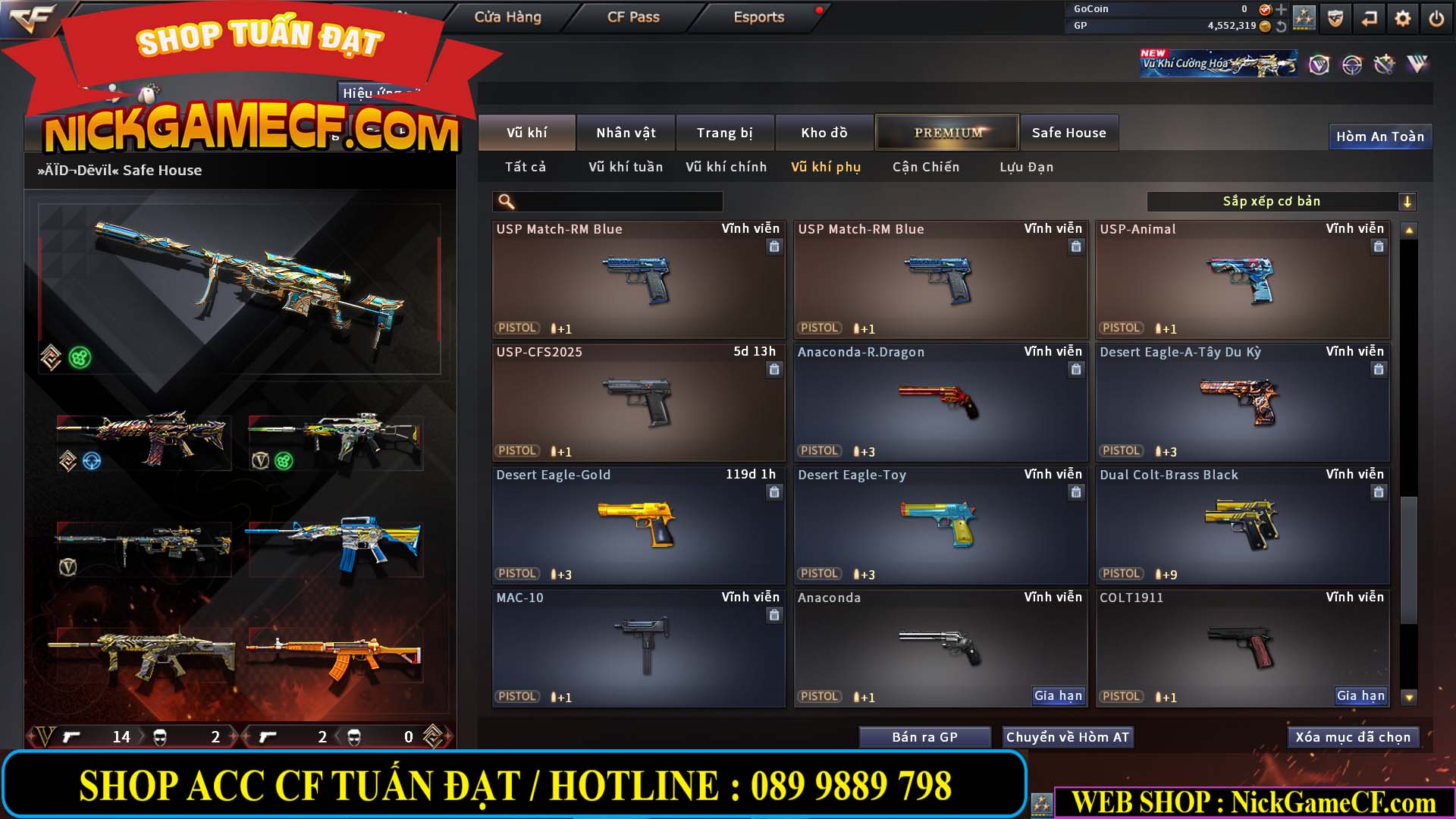 MÃ CF14959 - GIÁ : 3650K - CHIẾN C4 XỊN XÒ - 18 VIP - VIP5