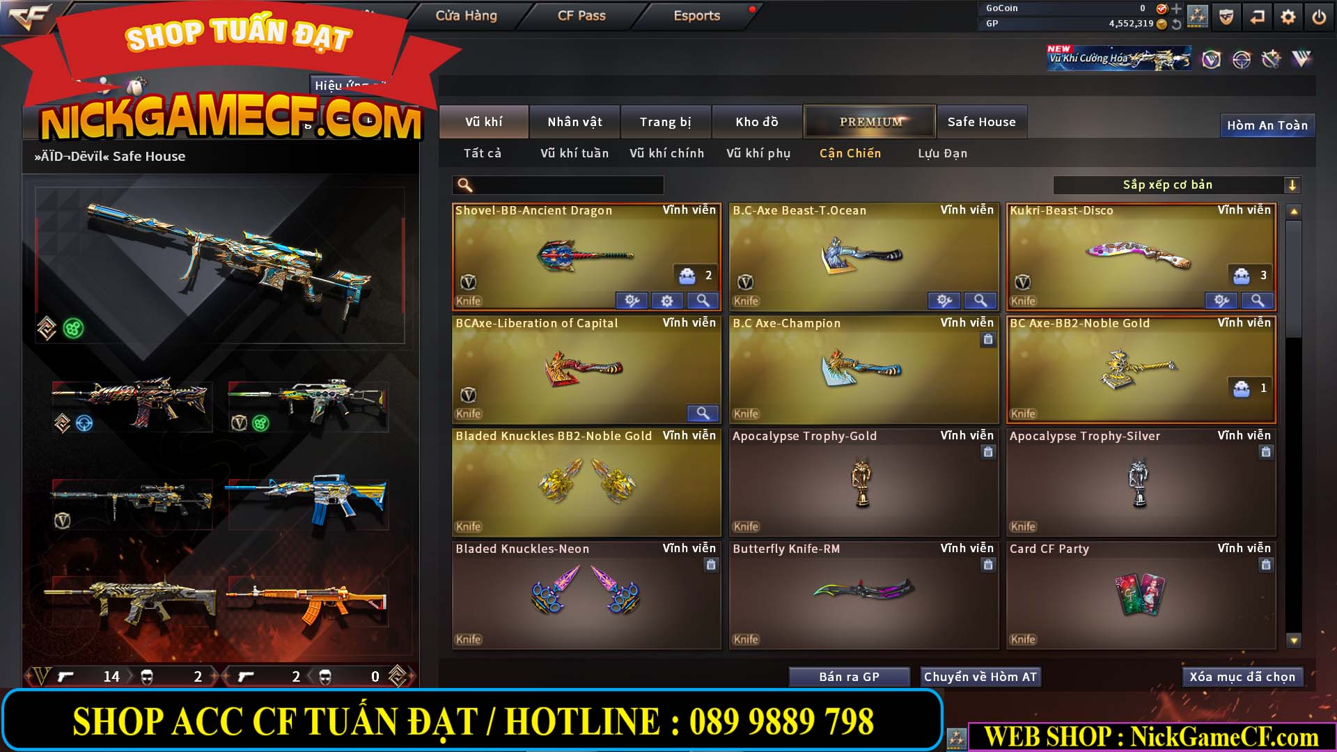 MÃ CF14959 - GIÁ : 3650K - CHIẾN C4 XỊN XÒ - 18 VIP - VIP5