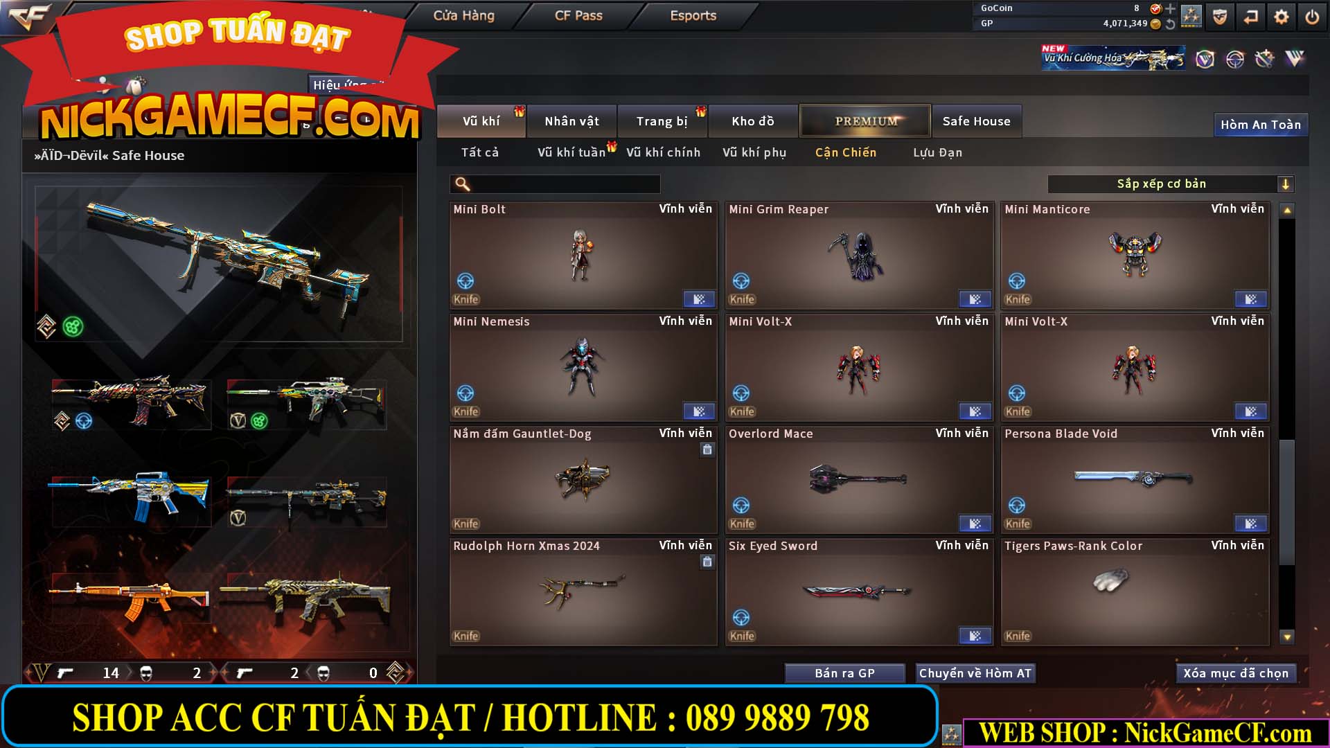 MÃ CF14959 - GIÁ : 3650K - CHIẾN C4 XỊN XÒ - 18 VIP - VIP5