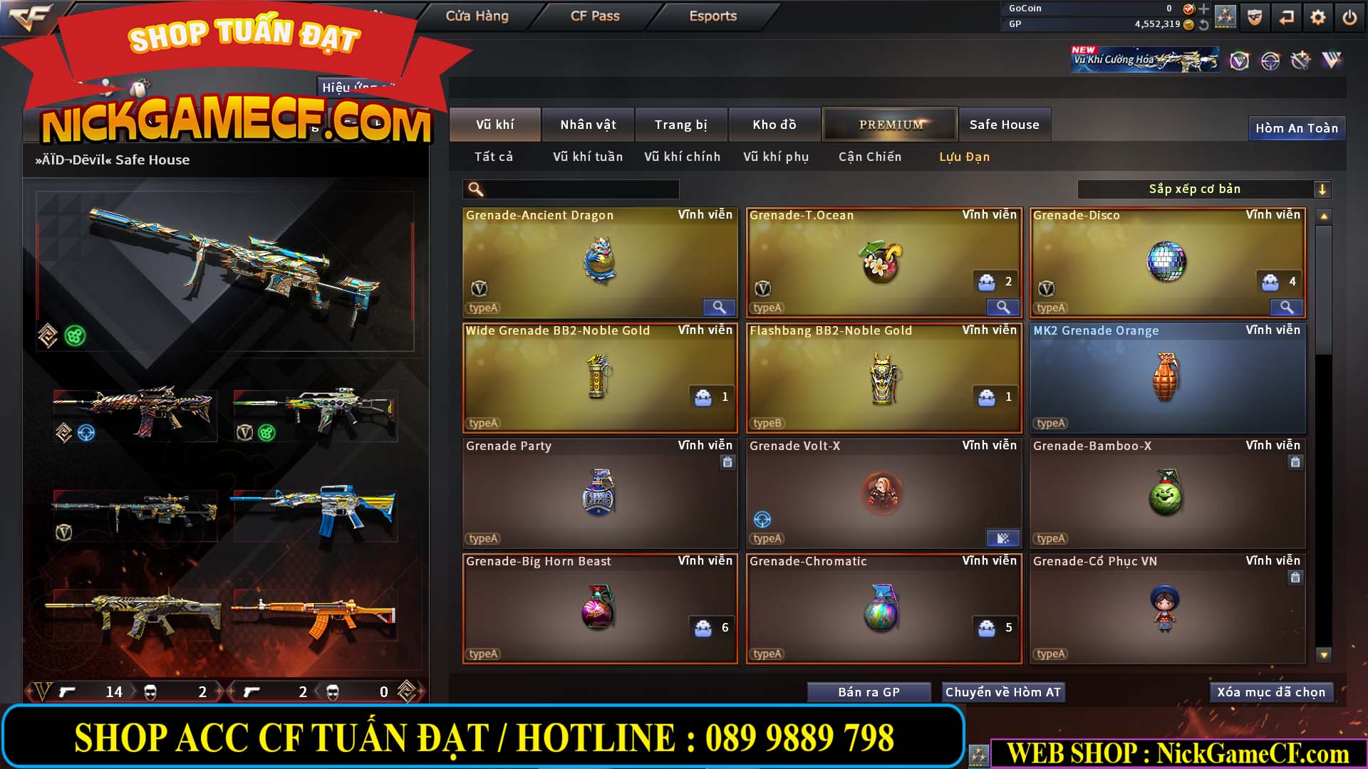 MÃ CF14959 - GIÁ : 3650K - CHIẾN C4 XỊN XÒ - 18 VIP - VIP5