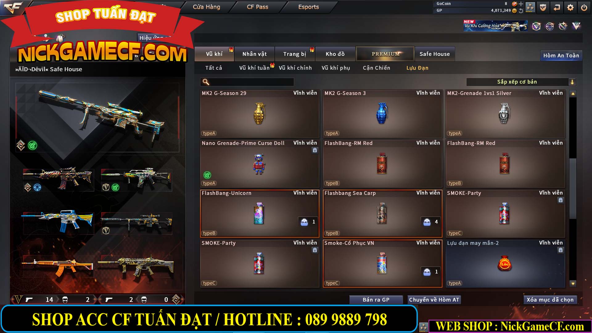 MÃ CF14959 - GIÁ : 3650K - CHIẾN C4 XỊN XÒ - 18 VIP - VIP5