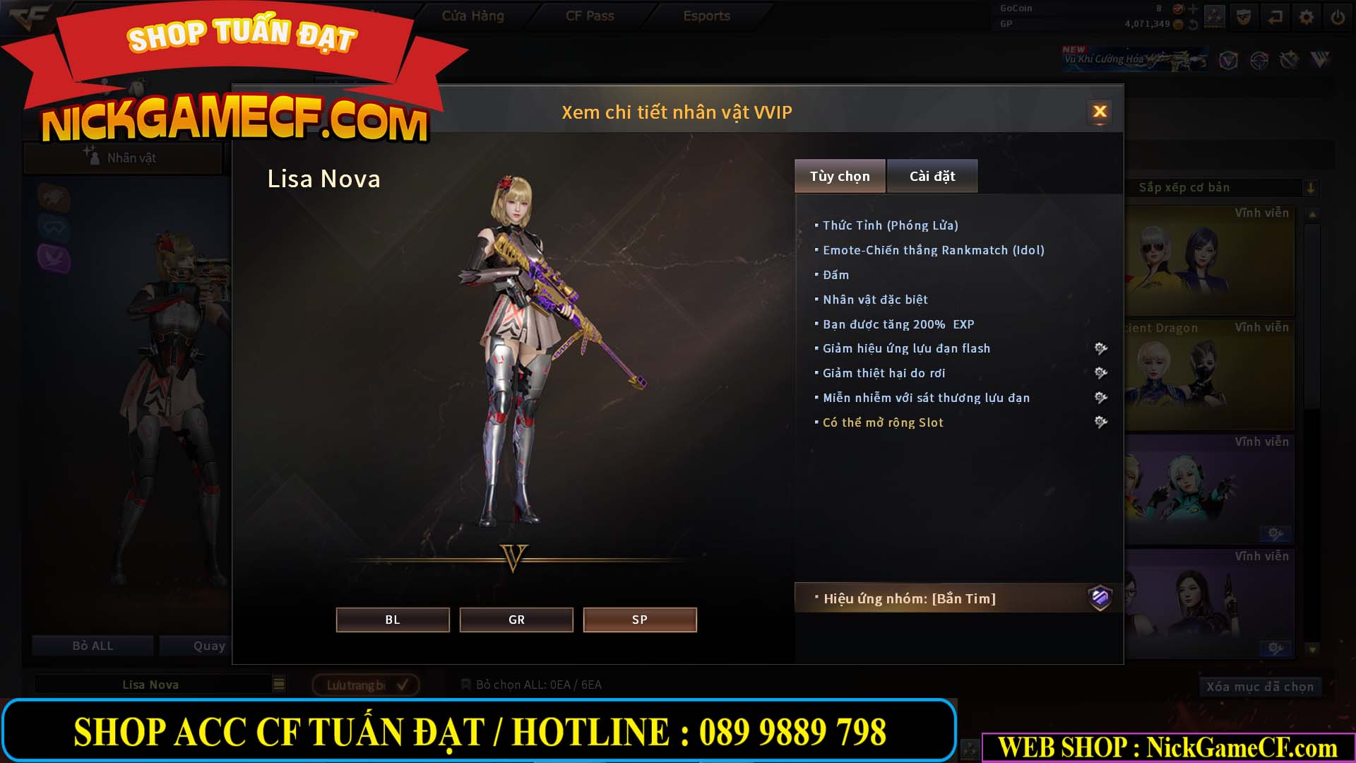 MÃ CF14959 - GIÁ : 3650K - CHIẾN C4 XỊN XÒ - 18 VIP - VIP5